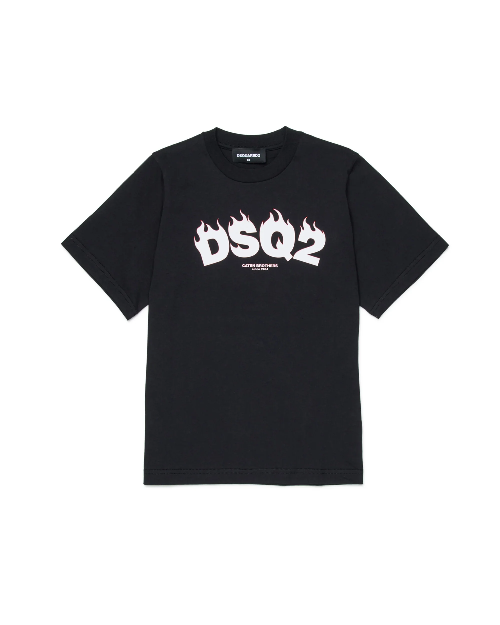 Dsquared2 Kids T-shirt Nera Girocollo con Stampa Logo 