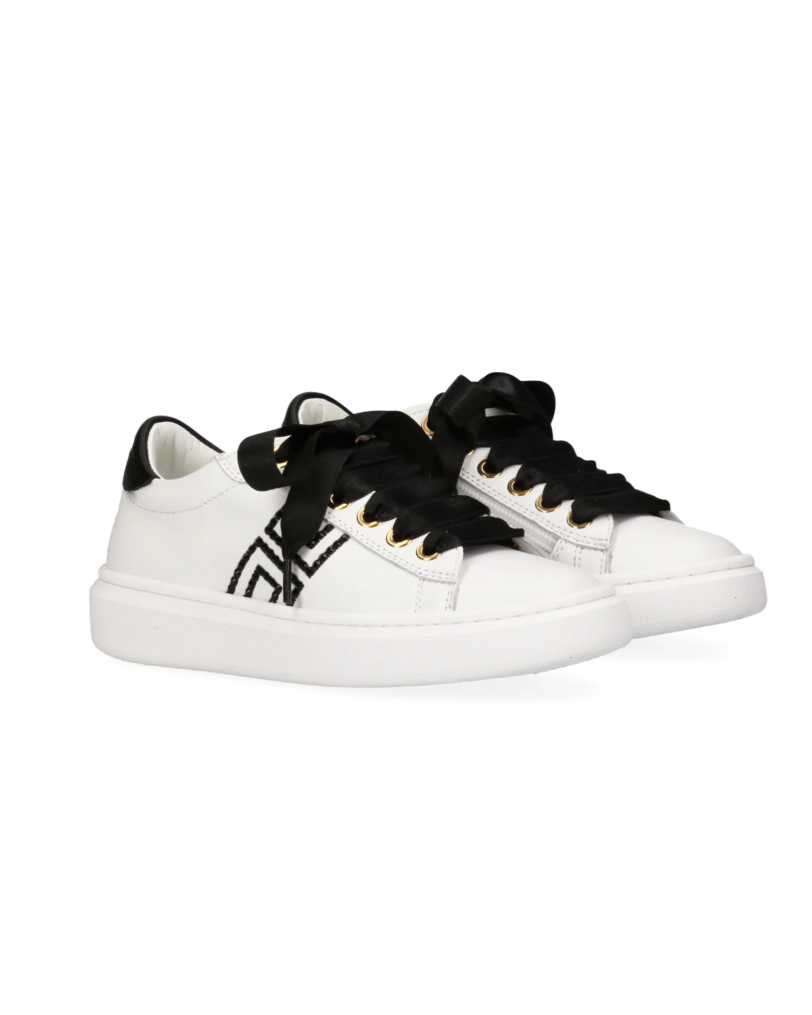 Elisabetta Franchi La Mia Bambina Sneakers Bassa Bianco/Nero con Lacci per Bambine
