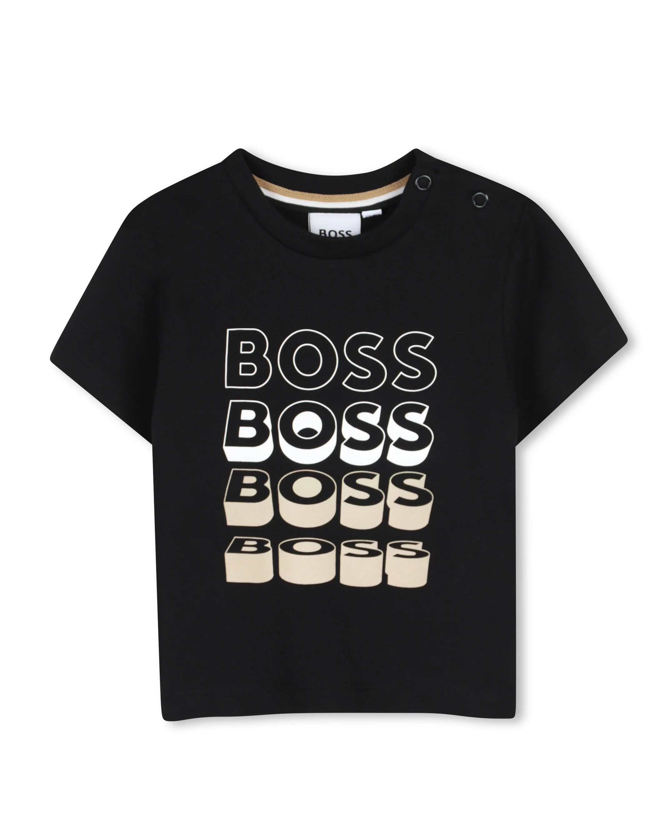 Boss Kids T-Shirt Nero con Stampa per Neonati