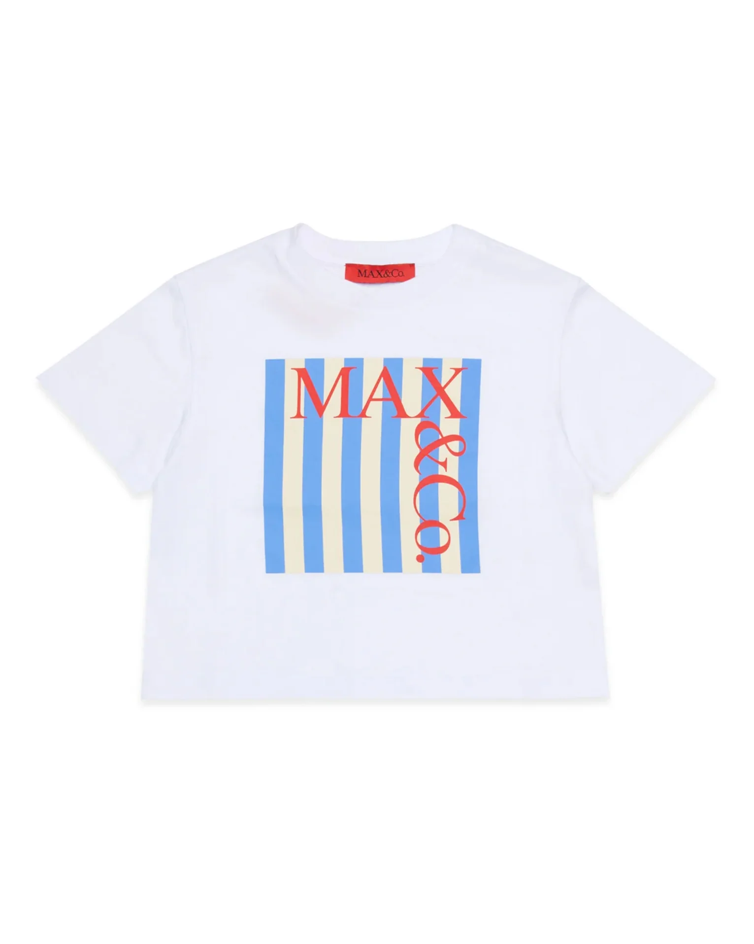 Max & Co T-Shirt Bianco Crop con Stampa Logo per Bambine