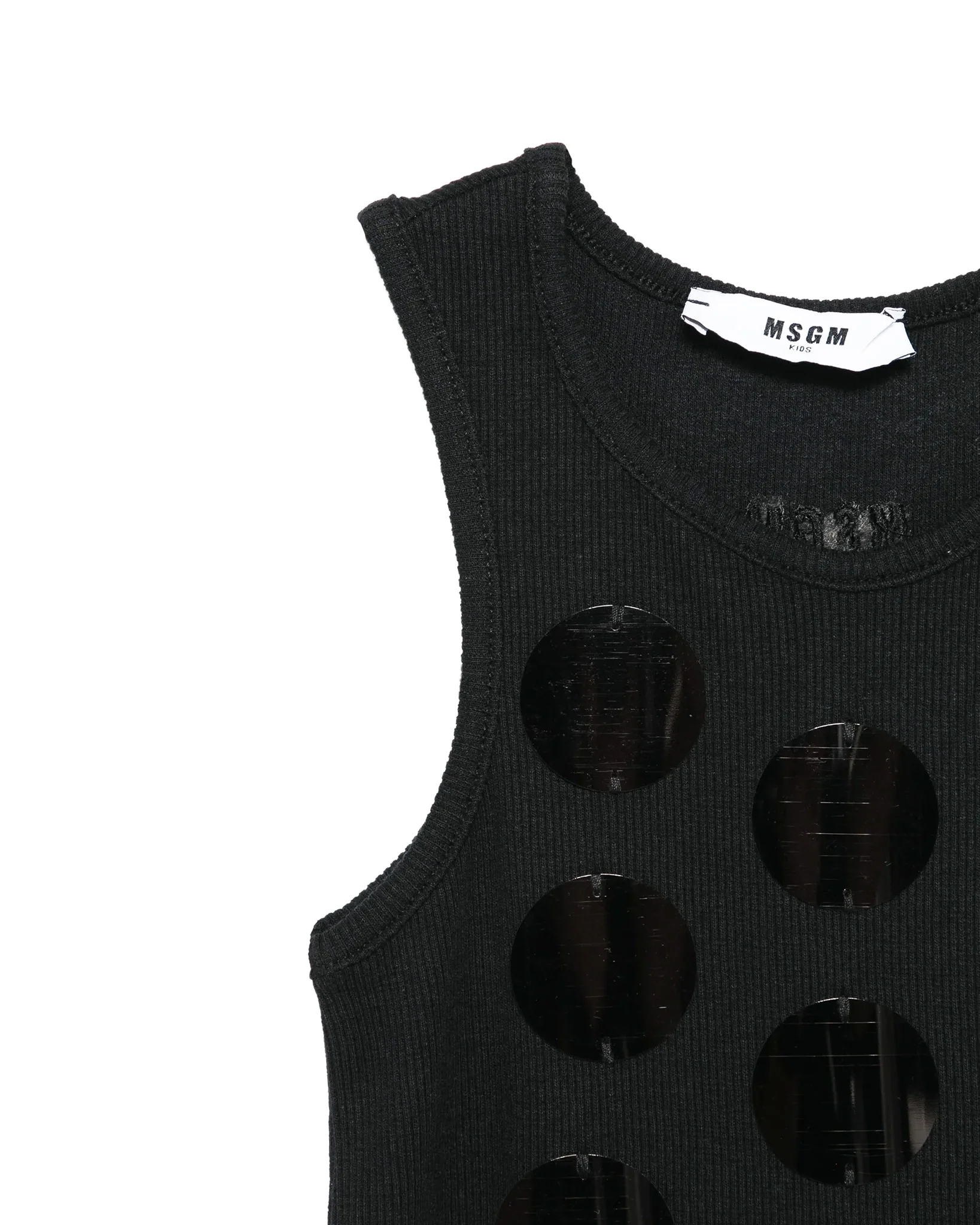 Msgm Kids Abito Nero con Applicazioni per Bambine