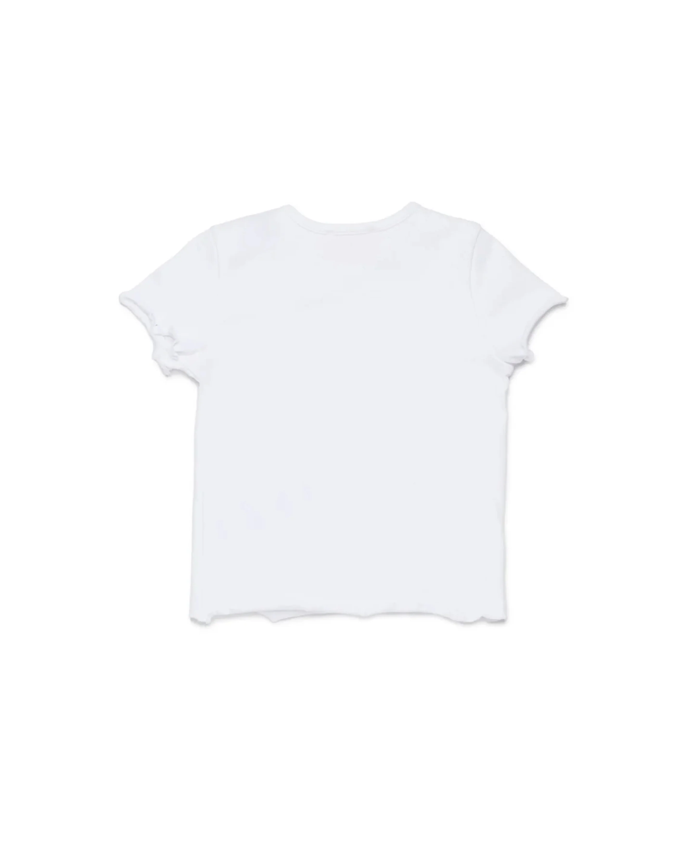 Diesel Kids T-Shirt Bianco con Logo Ricamato e Bottoni per Neonate