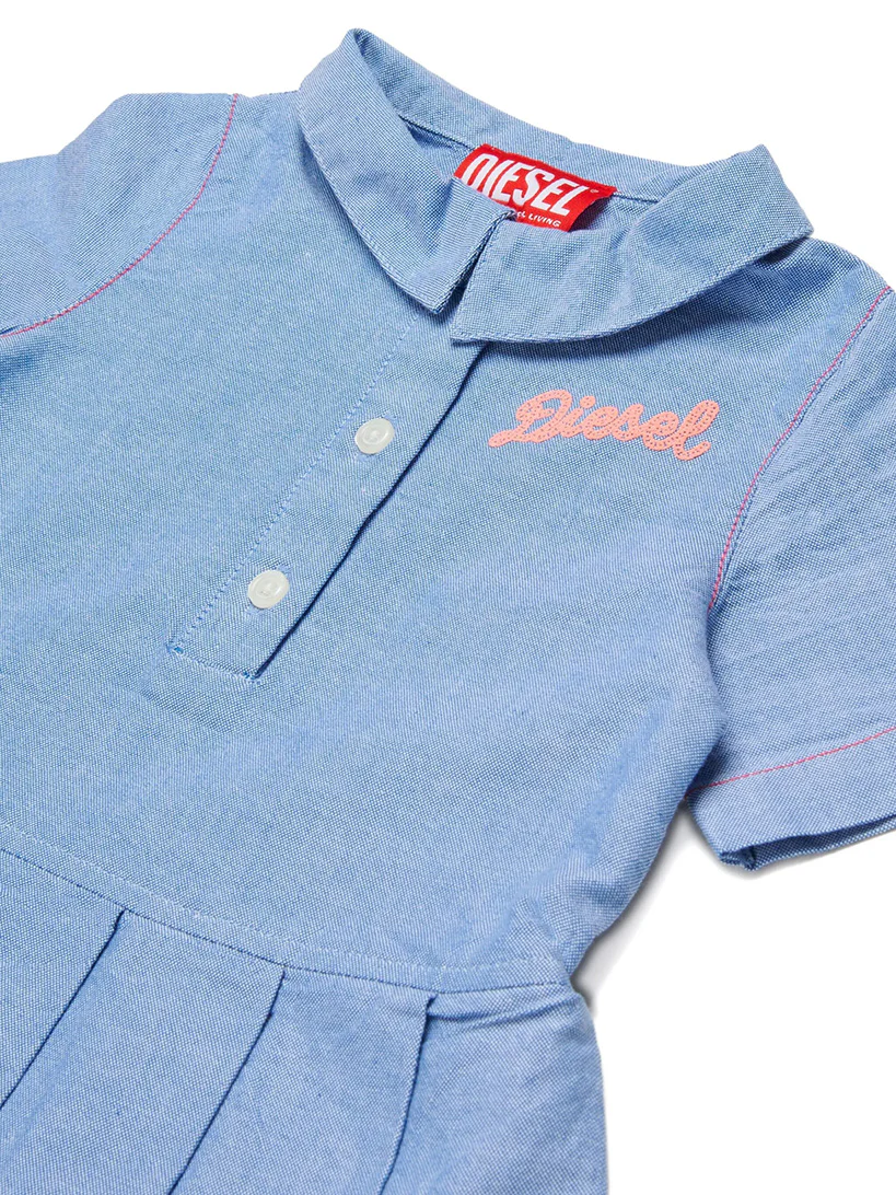 Diesel Kids Abito College Celeste con Applicazione Logo per Neonate