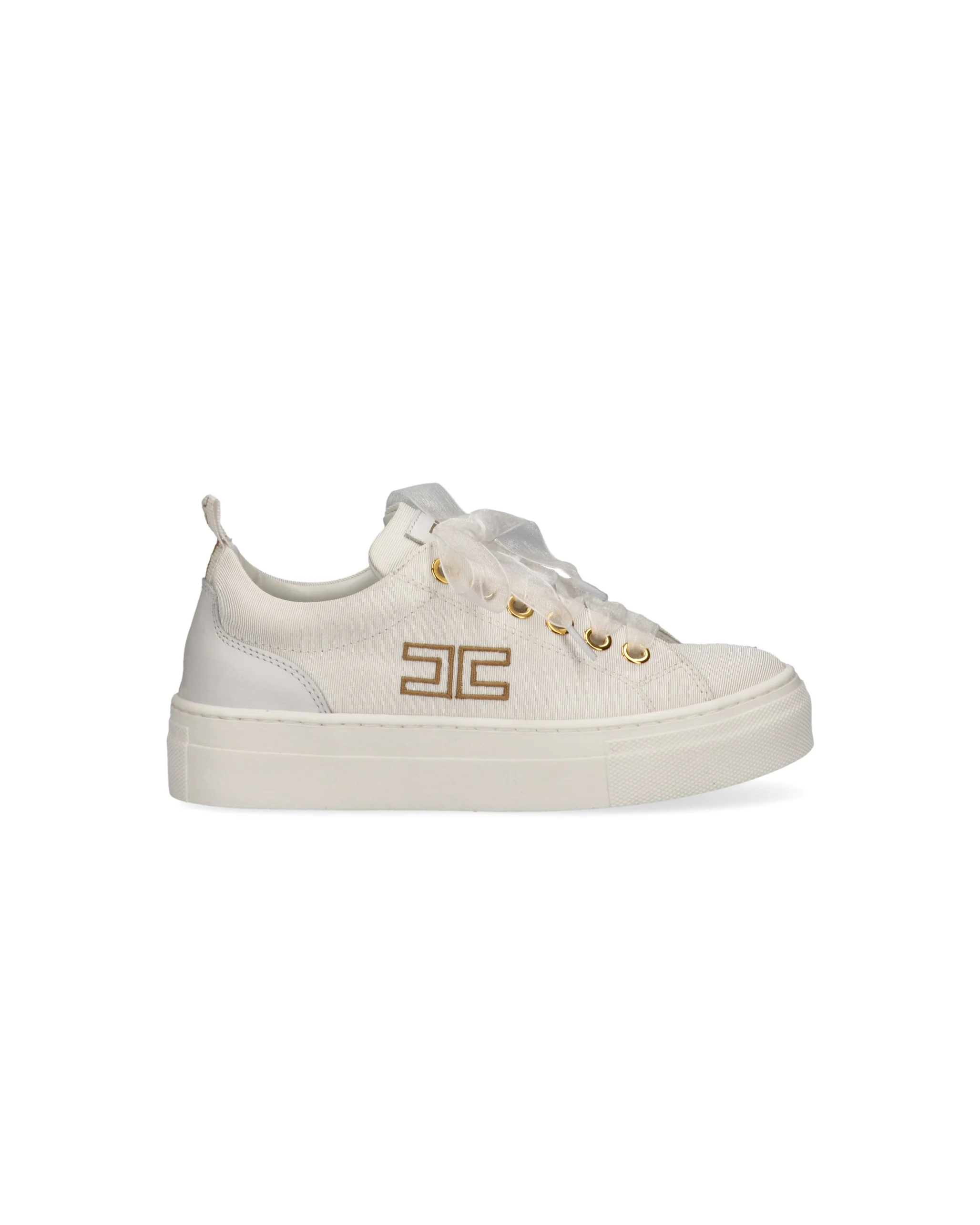 Elisabetta Franchi La Mia Bambina Sneakers Bianca/Oro in Tela per Bambine