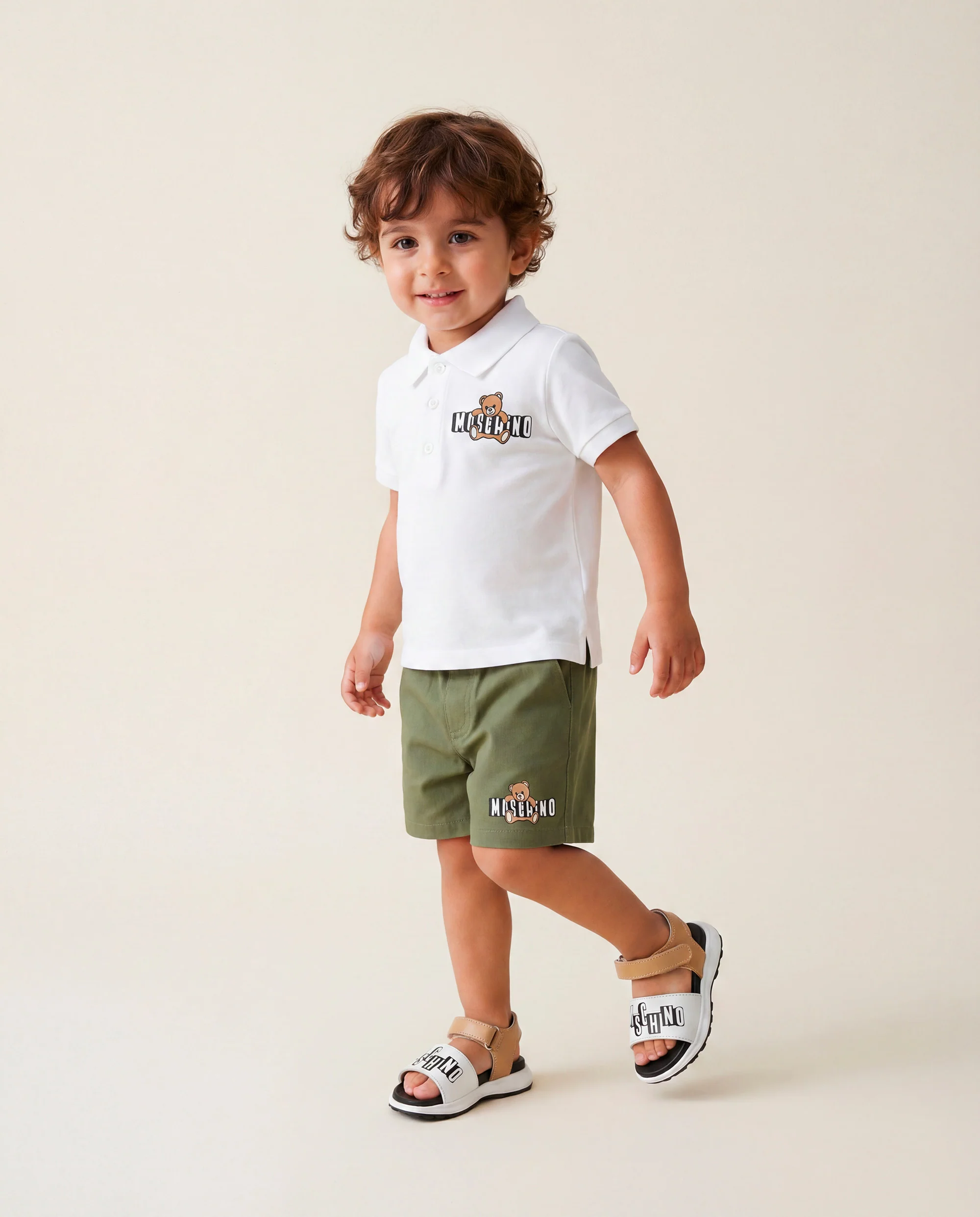 Moschino Kids Short Moschino Kids Short Verde con Logo Teddy Bear per Neonati