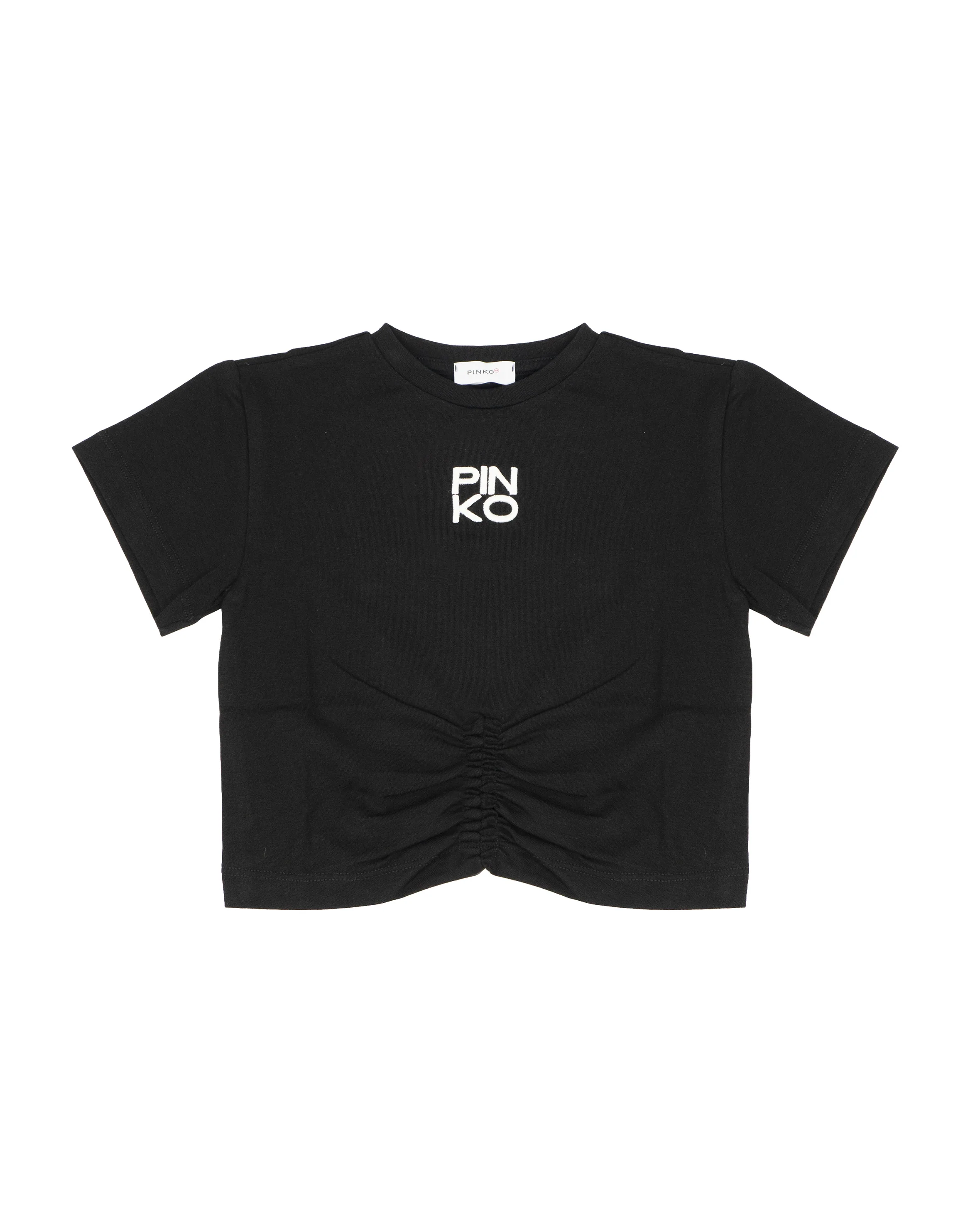 Pinko Kids T-Shirt Pristine con Arricciatura e Logo per Bambine