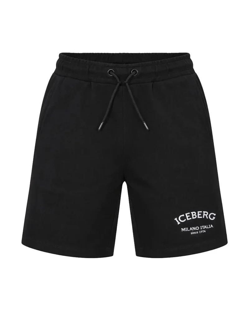 Iceberg Kids Bermuda Nero con Stampa Logo per Bambini