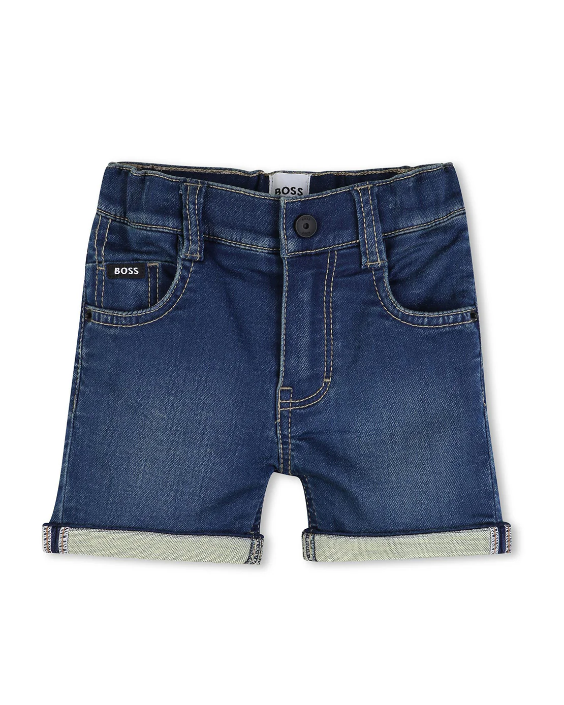 Boss Kids Short in Denim Blu per Neonati