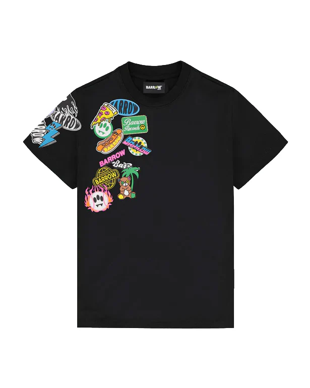 Barrow Kids T-Shirt Nero Fantasia Stickers Unisex
