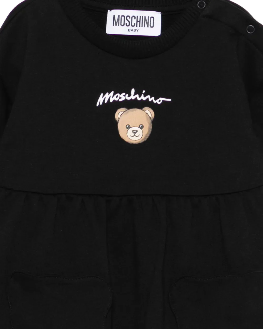 Moschino Kids Abito Nero Con Logo Teddy Bear per Neonate
