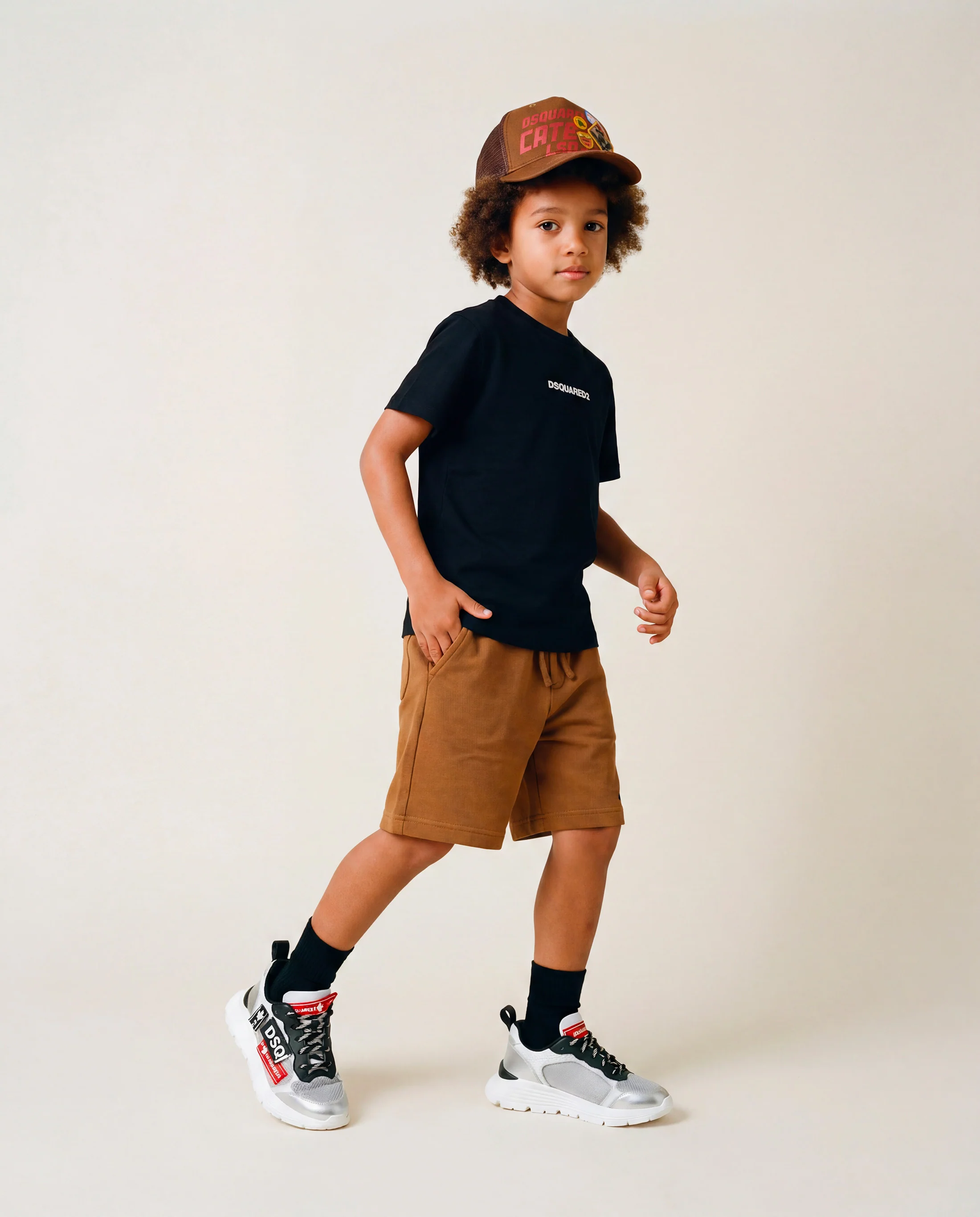 Dsquared2 Kids Bermuda Bronze Brown con Dettaglio Stampa Logo per Bambini
