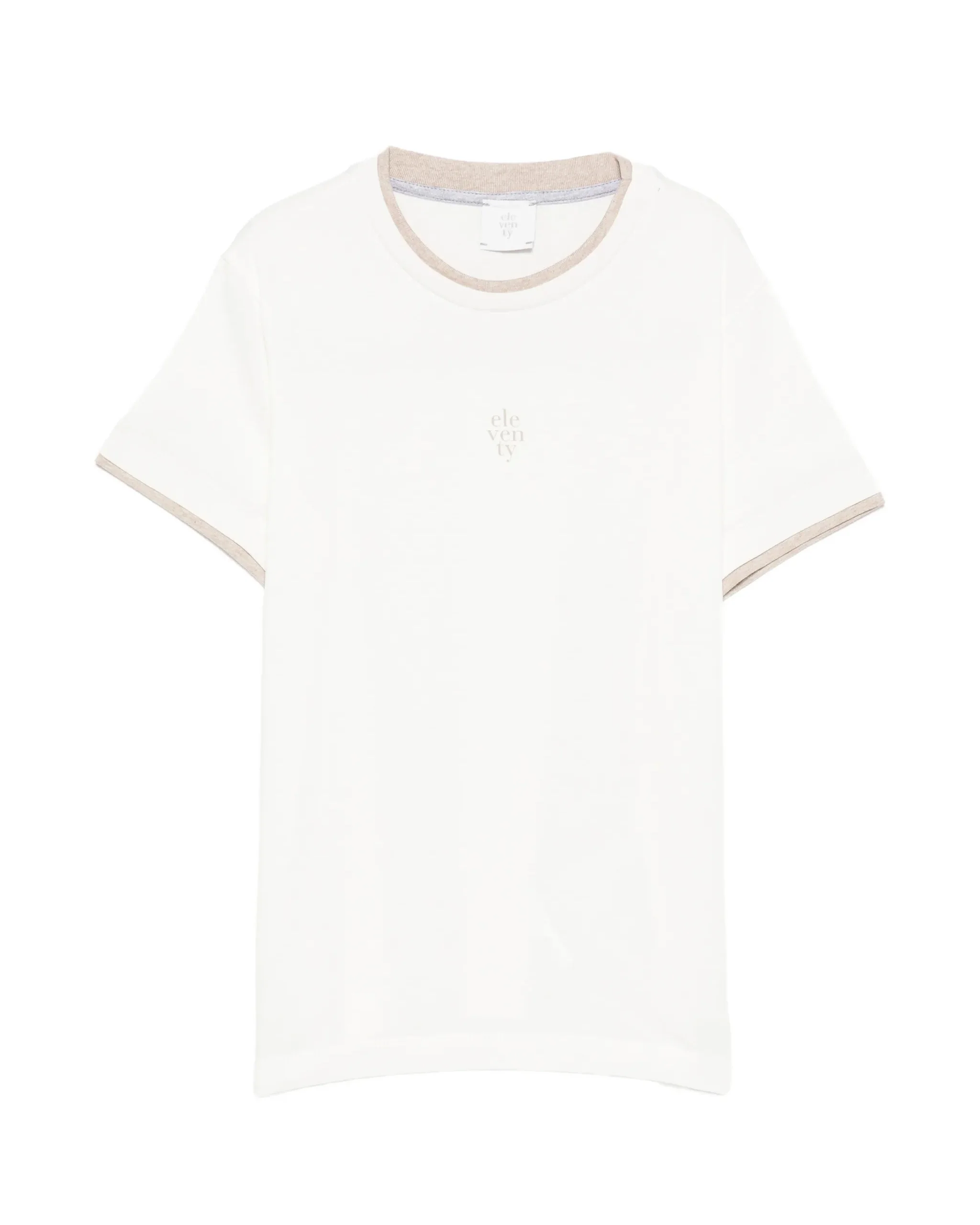 Eleventy Kids T-Shirt Avorio/Beige con Logo per Bambini