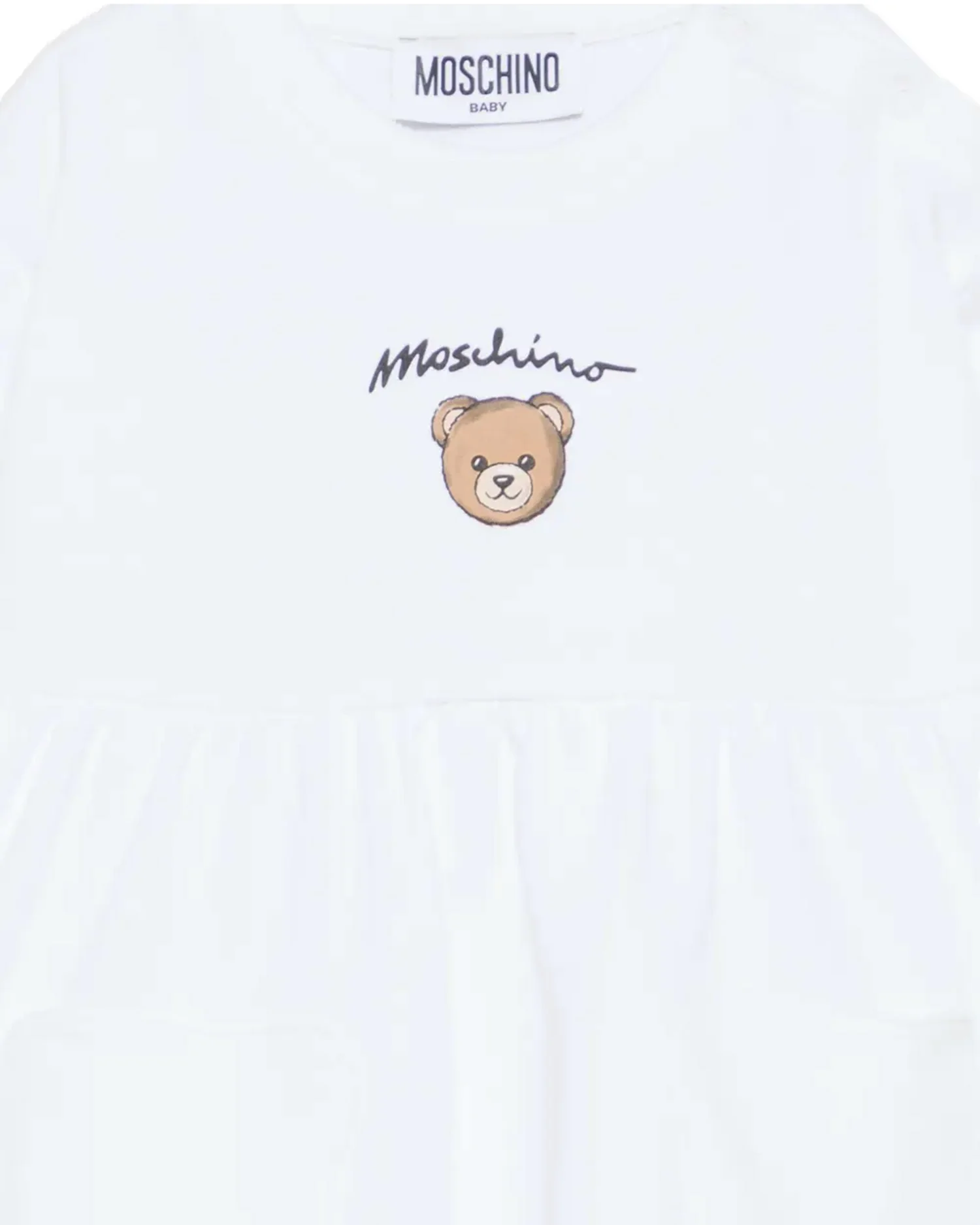 Moschino Kids Abito Bianco Con Logo Teddy Bear per Neonate