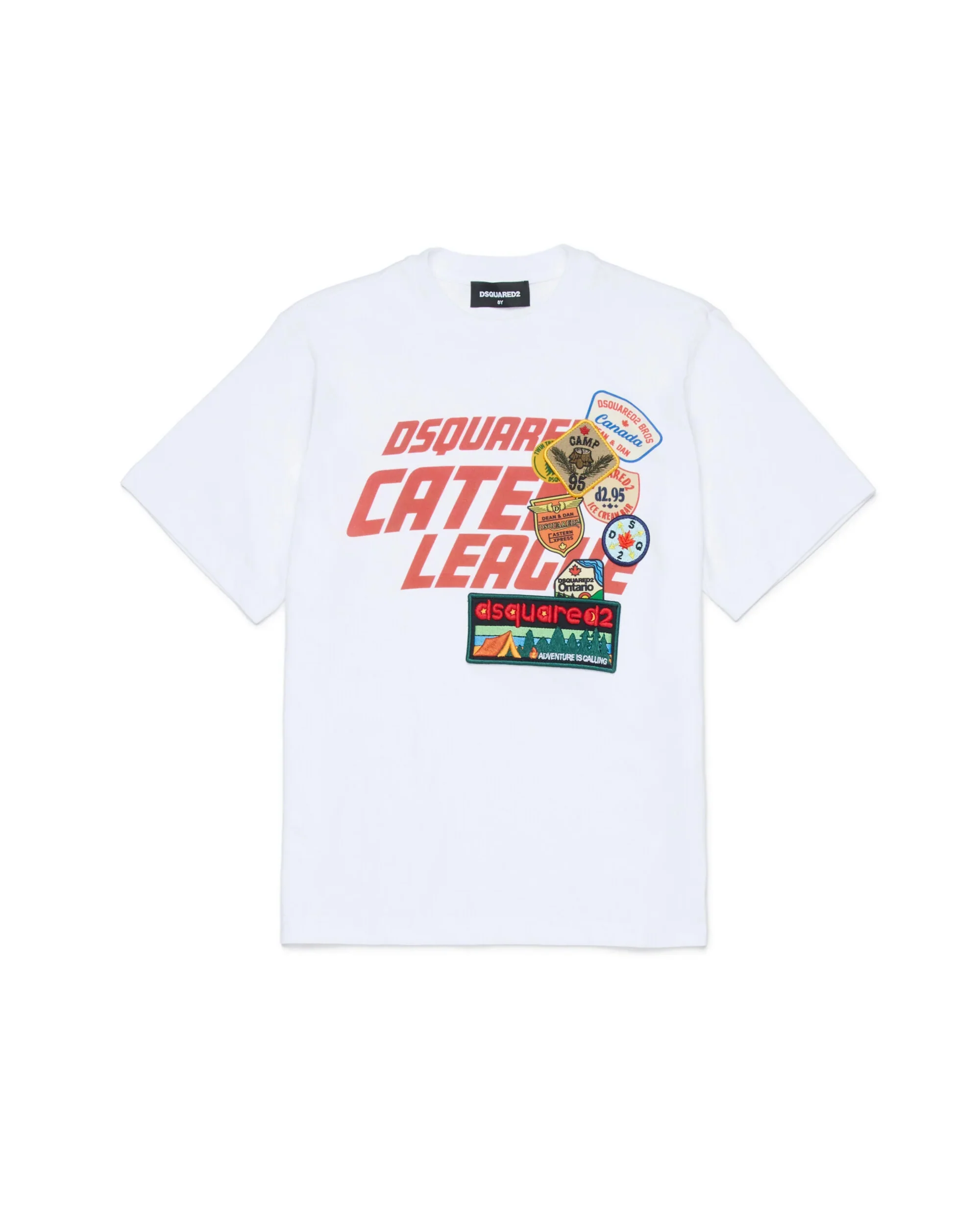 Dsquared2 Kids T-shirt Bianca con Stampa e Patch Applicate per Bambini