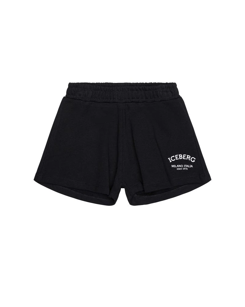 Iceberg Kids Bermuda Nero con Logo per Bambine