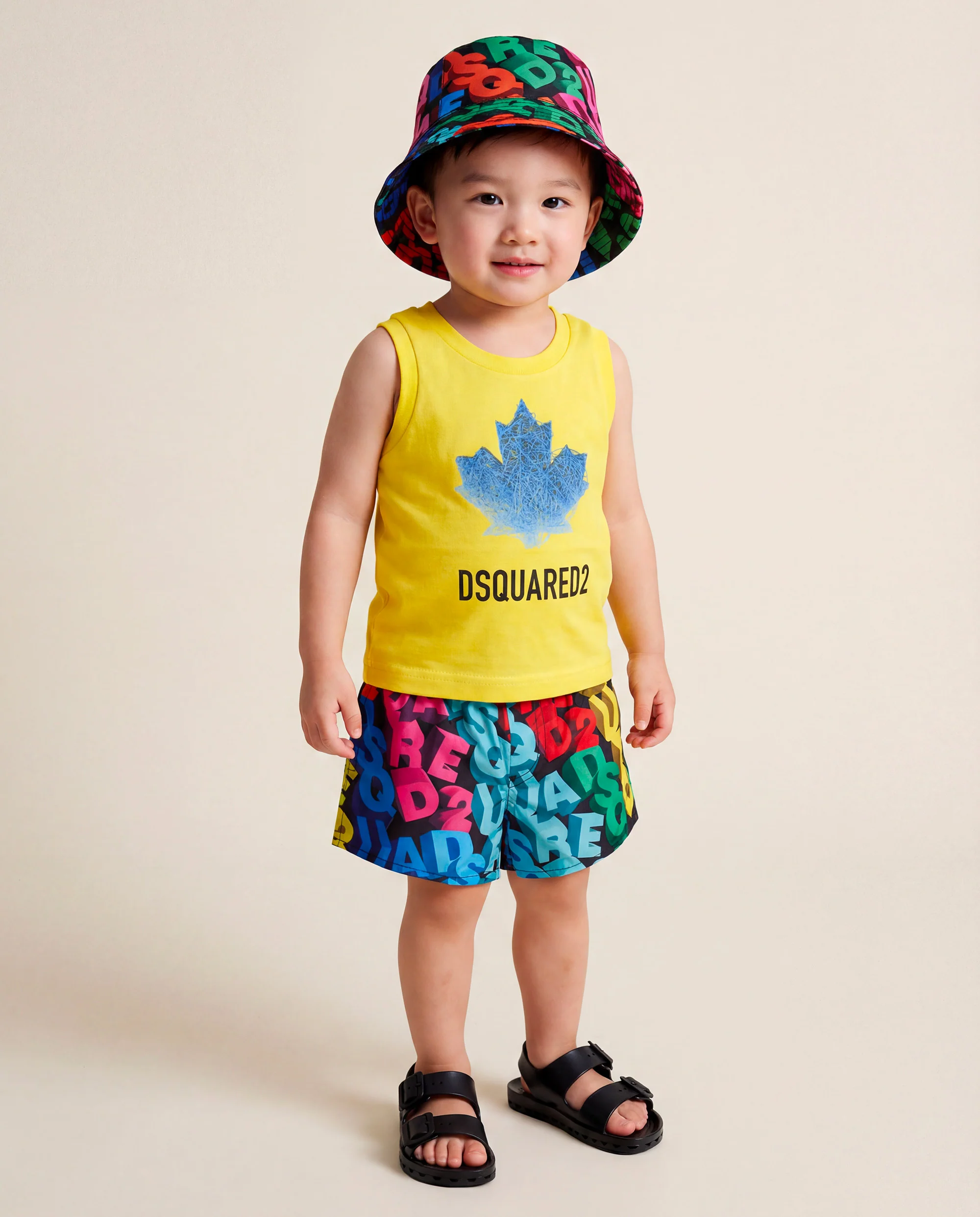 Dsquared2 Kids Costume Multicolor con Logo All-Over per Neonati