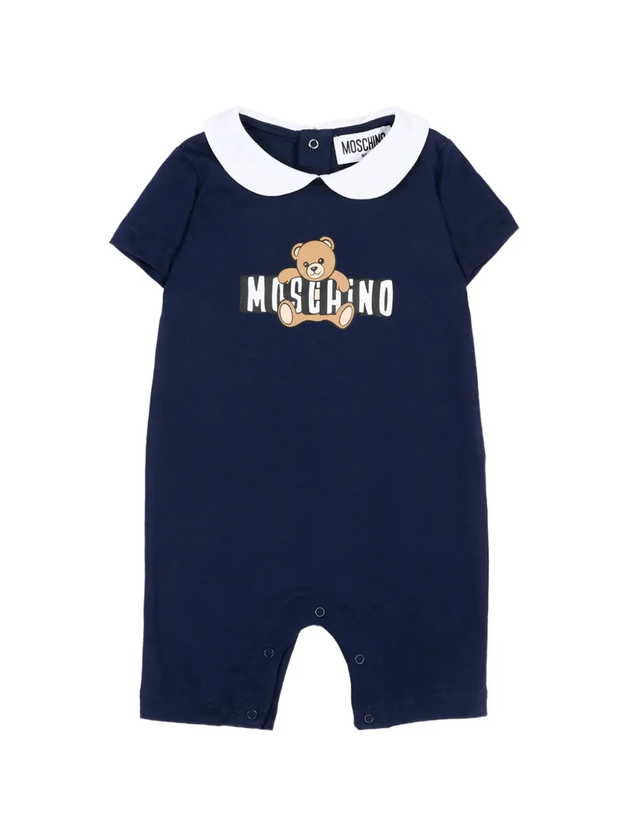 Moschino Kids Pagliaccetto Blu con Logo Teddy Bear per Neonati