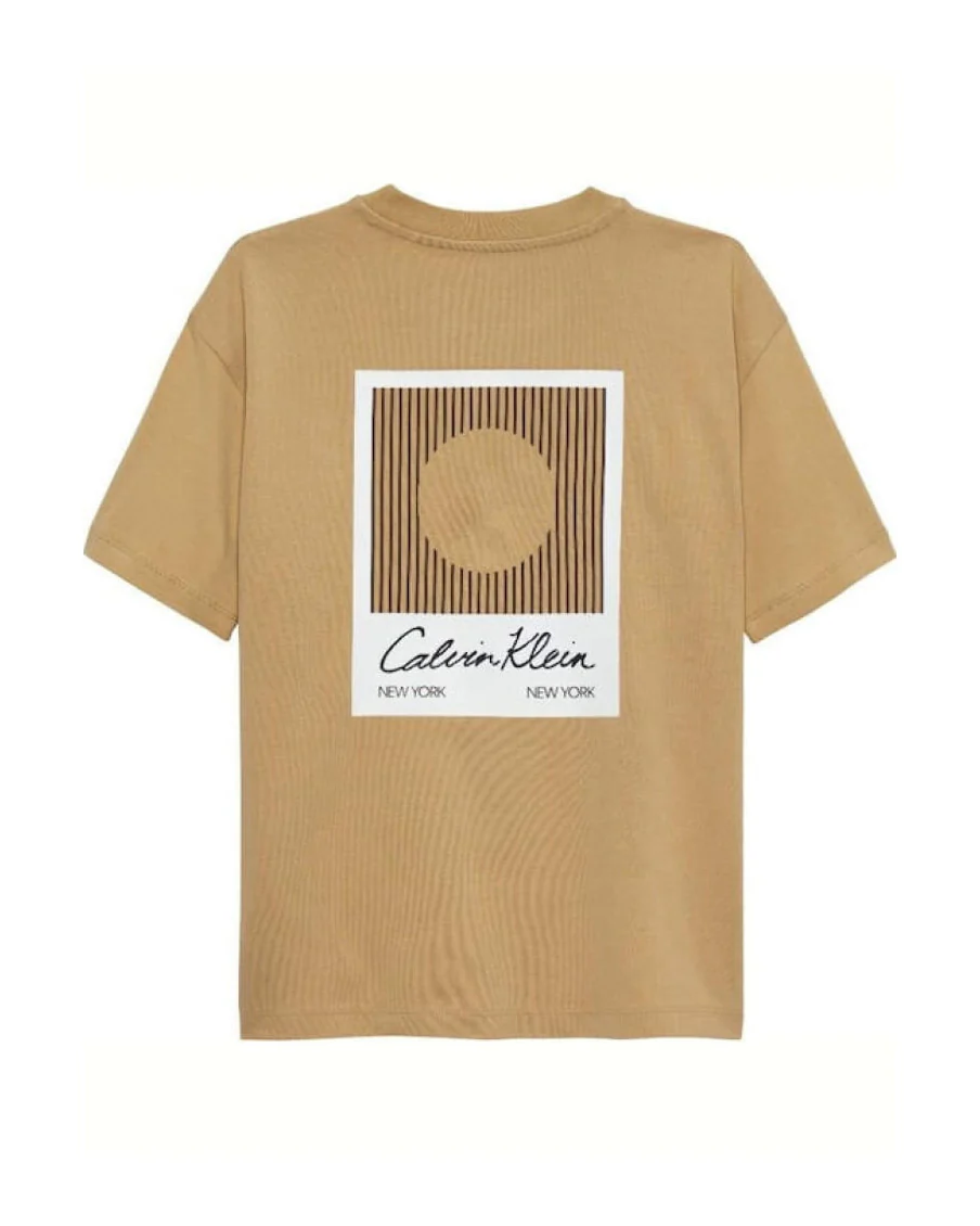 Calvin Klein Kids T-Shirt Beige con Logo e Stampa sul Retro per Bambini