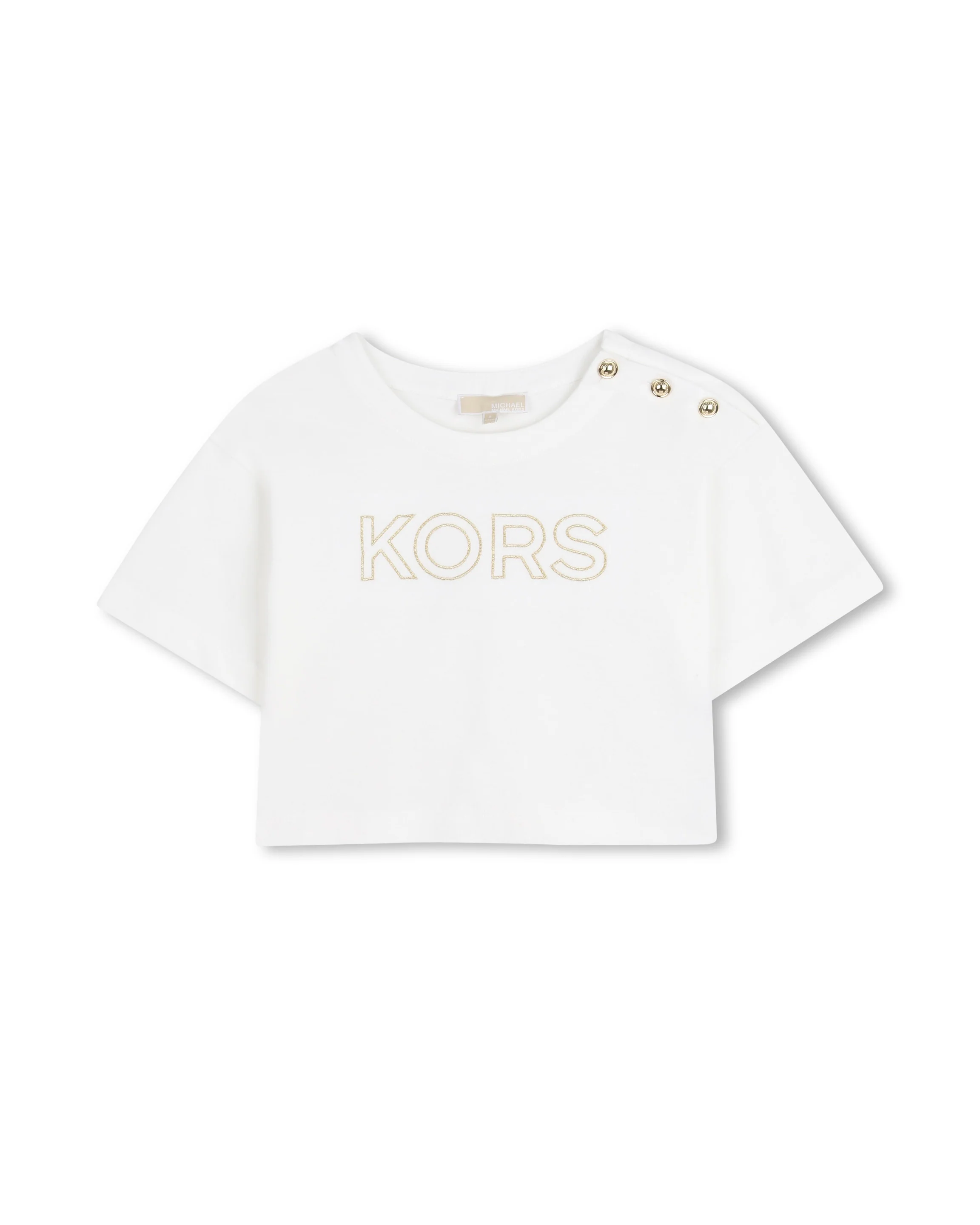 Michael Kors Kids T-Shirt Bianco con Logo Ricamato per Bambine