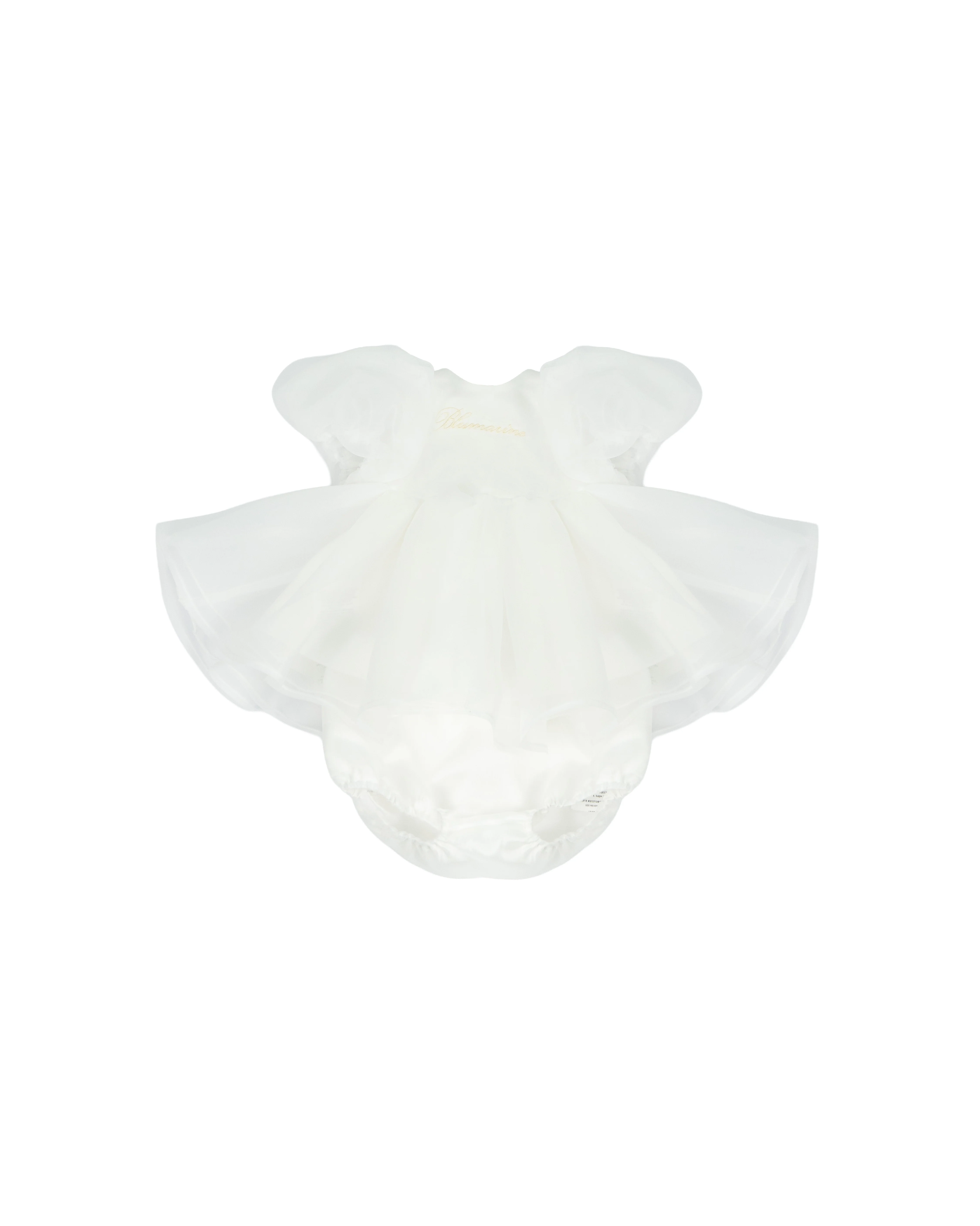 Blumarine Kids Abito Bianco con Gonna Volant per Neonate