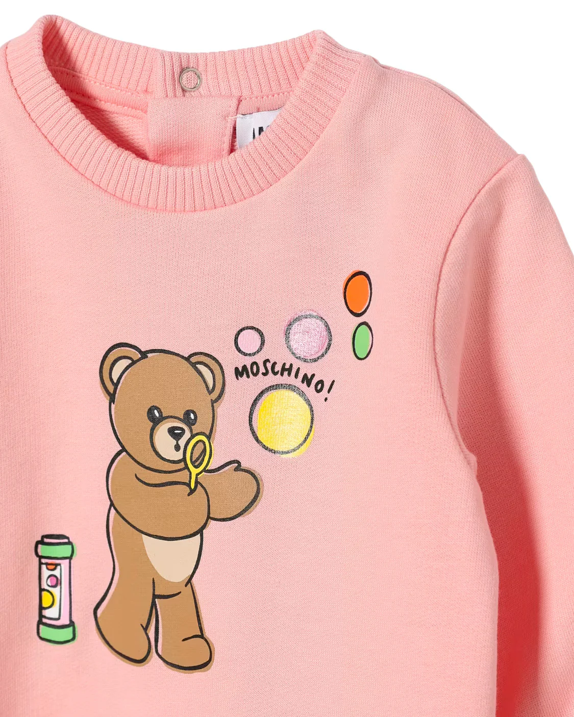 Moschino Kids Tutina Rosa con Stampa Logo Teddy Bear per Neonate
