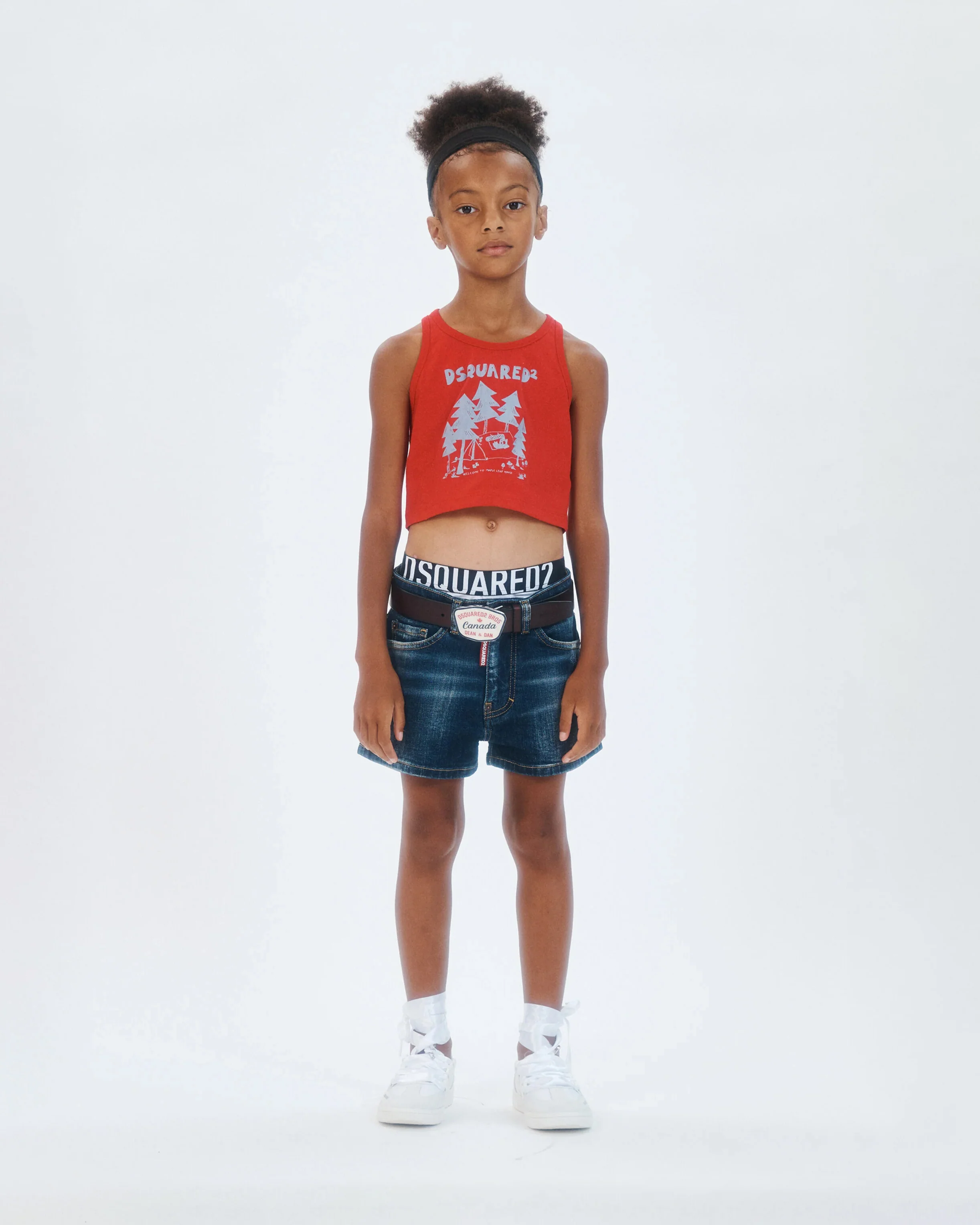 Dsquared2 Kids Short in Deni Blu Scuro per Bambine