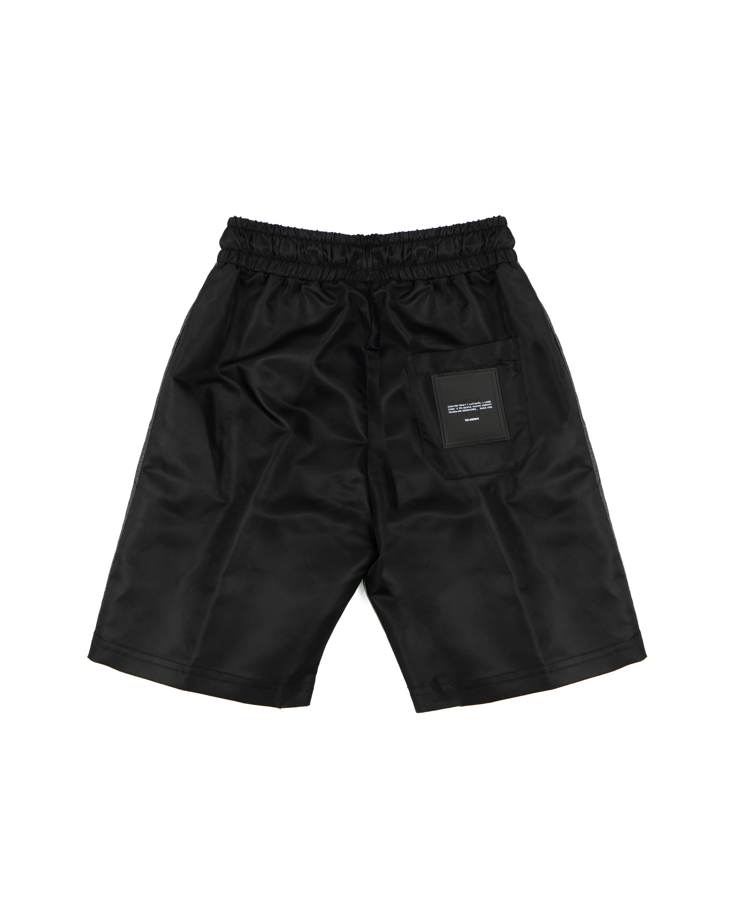 Yes London Kids Bermuda Nero e Grigio a Contrasto con Laccio e Applicazione Logo sul Retro per Bambini