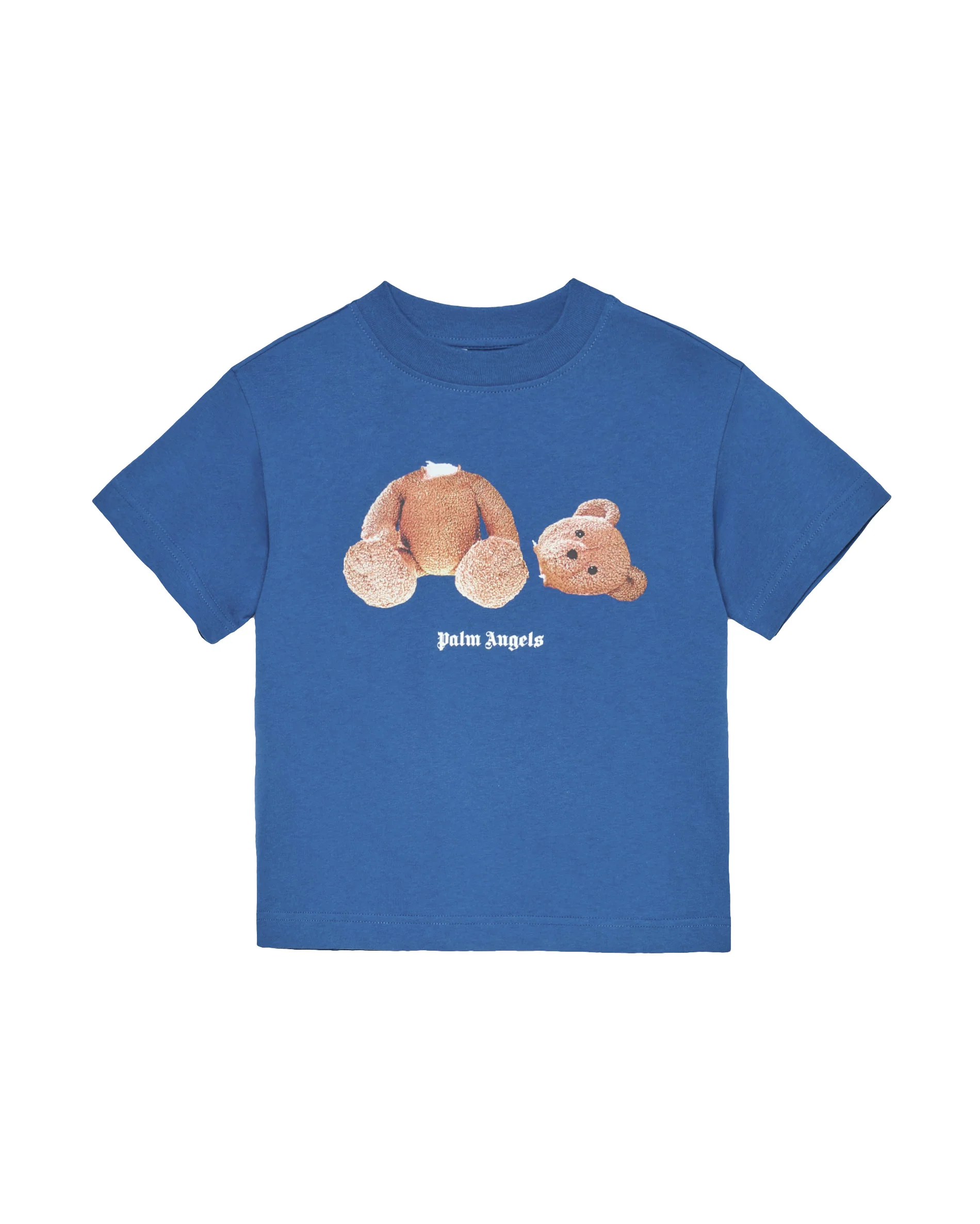 Palm Angels Kids T-Shirt Blu con Stampa Orsetto per Bambini