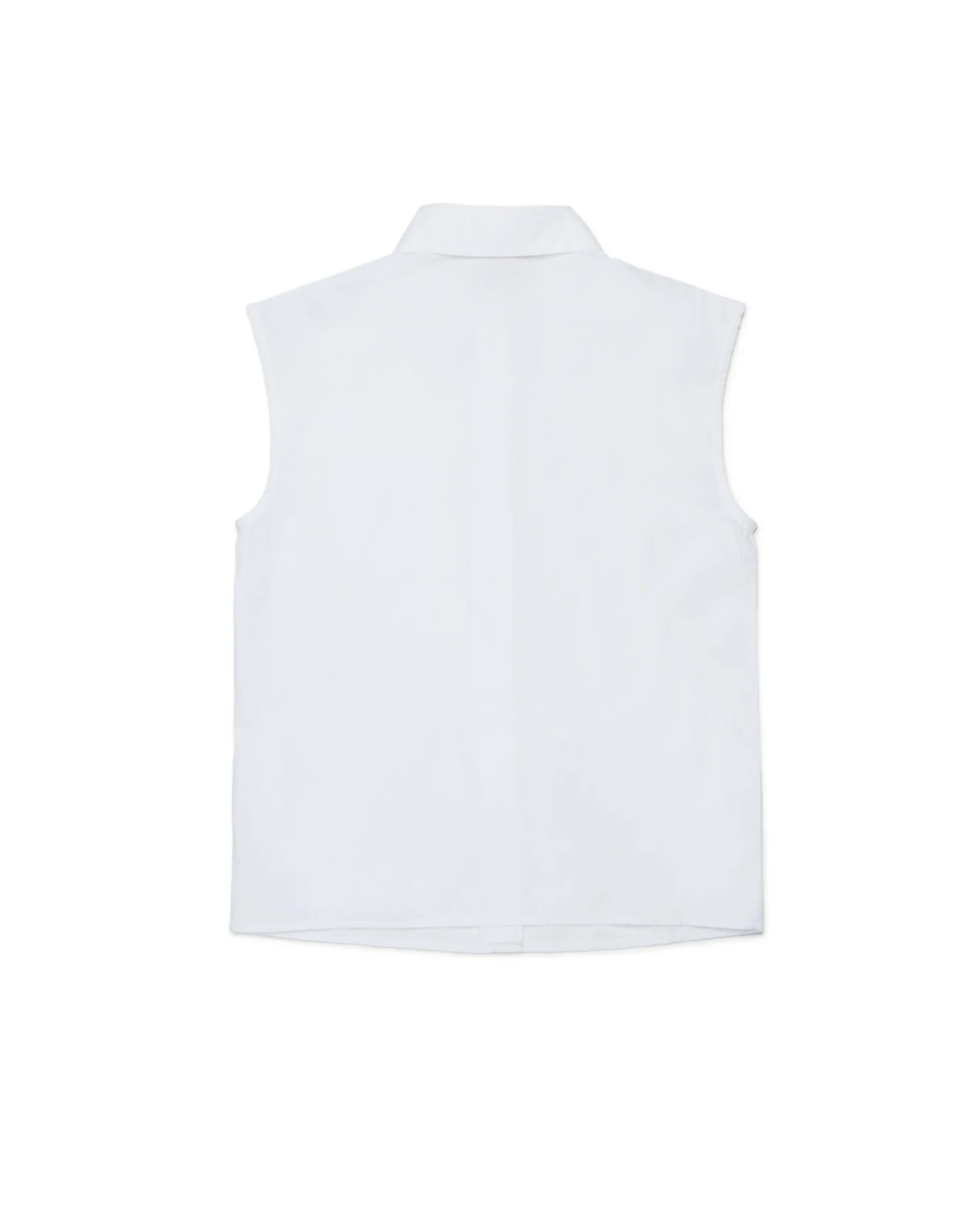 N21 Kids Camicia Smanicata Bianca con Dettaglio Etichetta Logo per Bambine