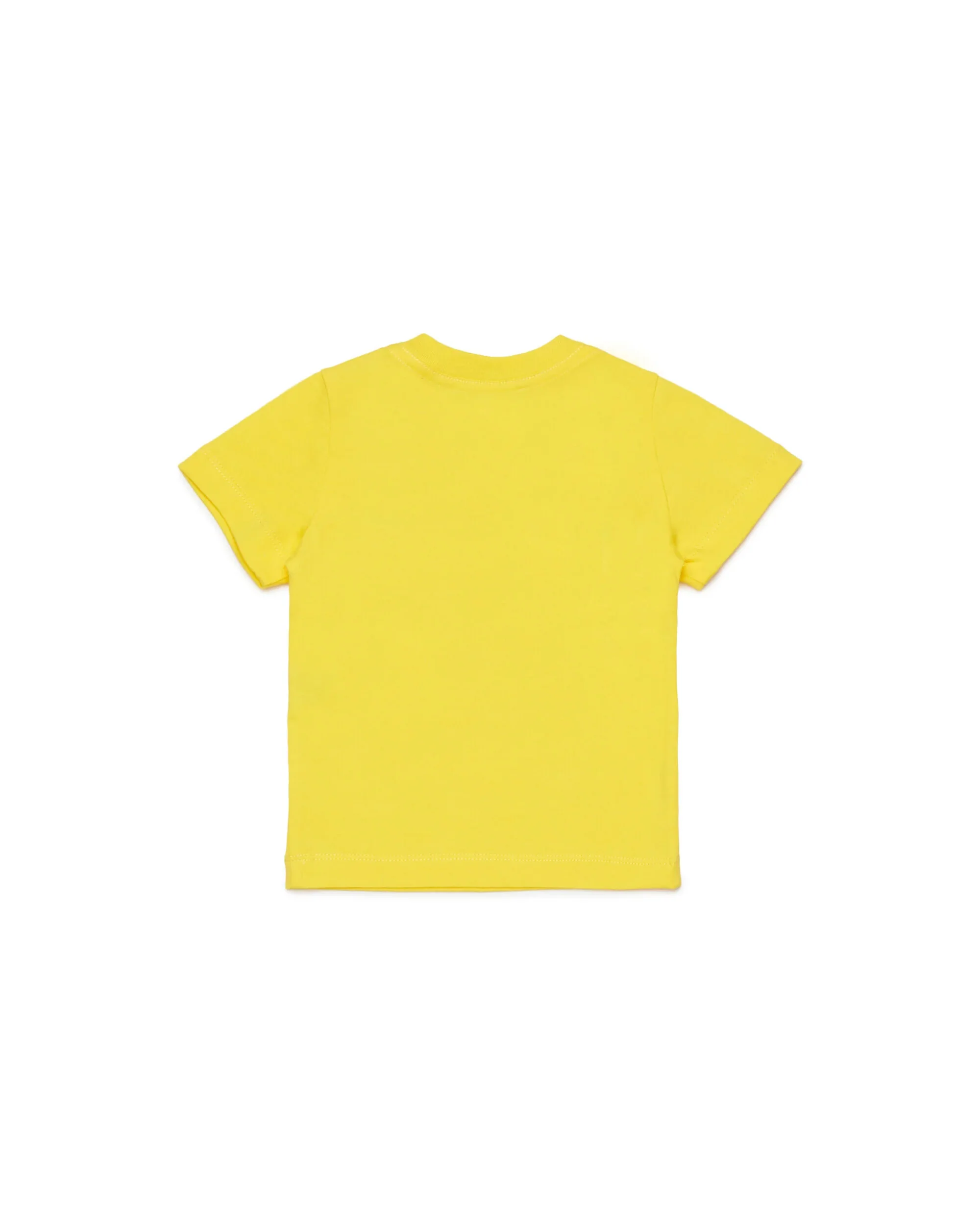 Dsquared2 Kids T-Shirt Gialla con Stampa Logo Foglio D'acero con Apertura Bottoni Spalla per Neonati