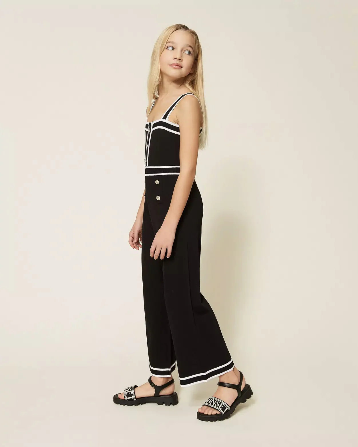 Twinset Kids Tuta Intera Nero e Bianco per Bambine