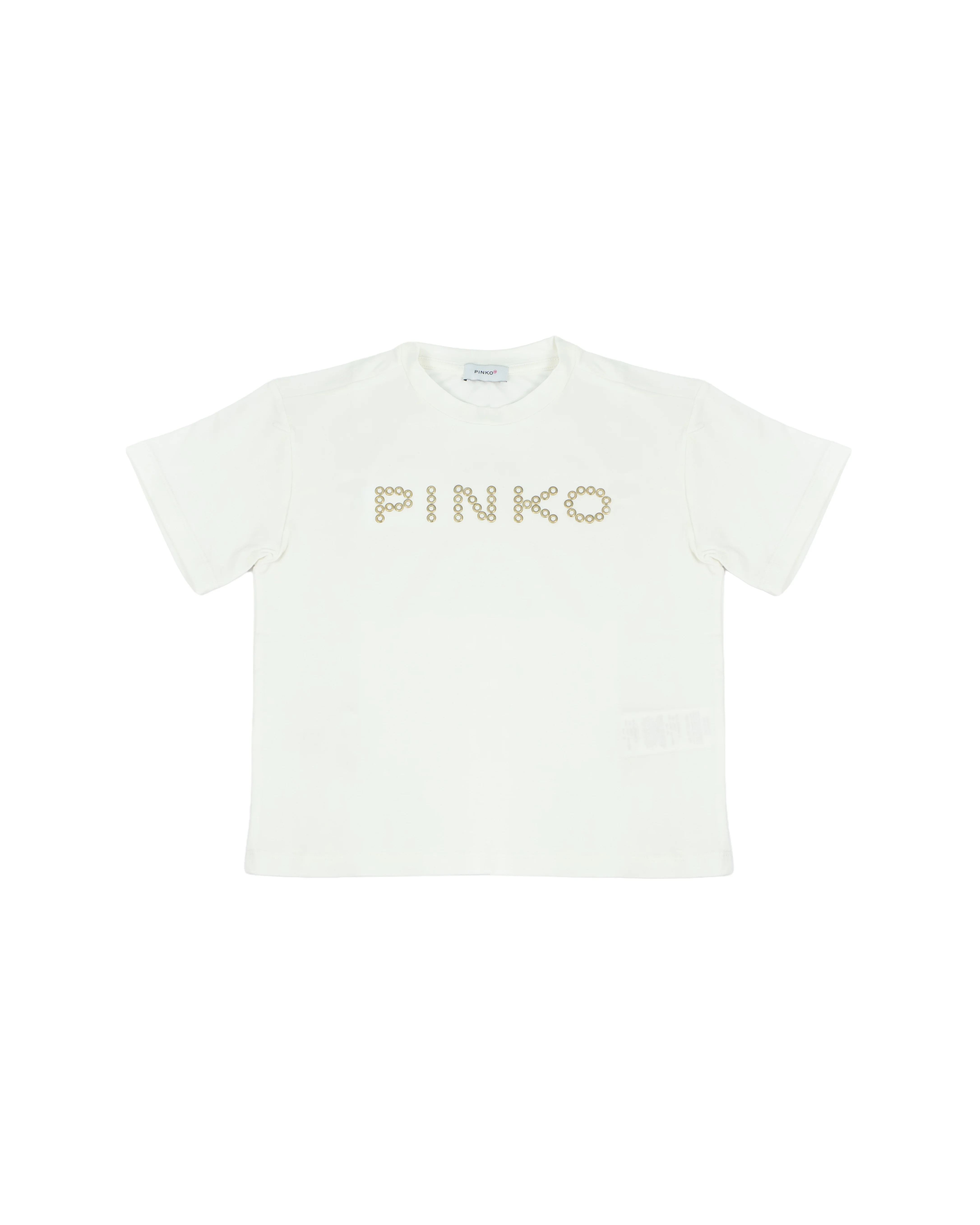 Pinko Kids T-Shirt Bianco con Applicazione Logo per Bambine