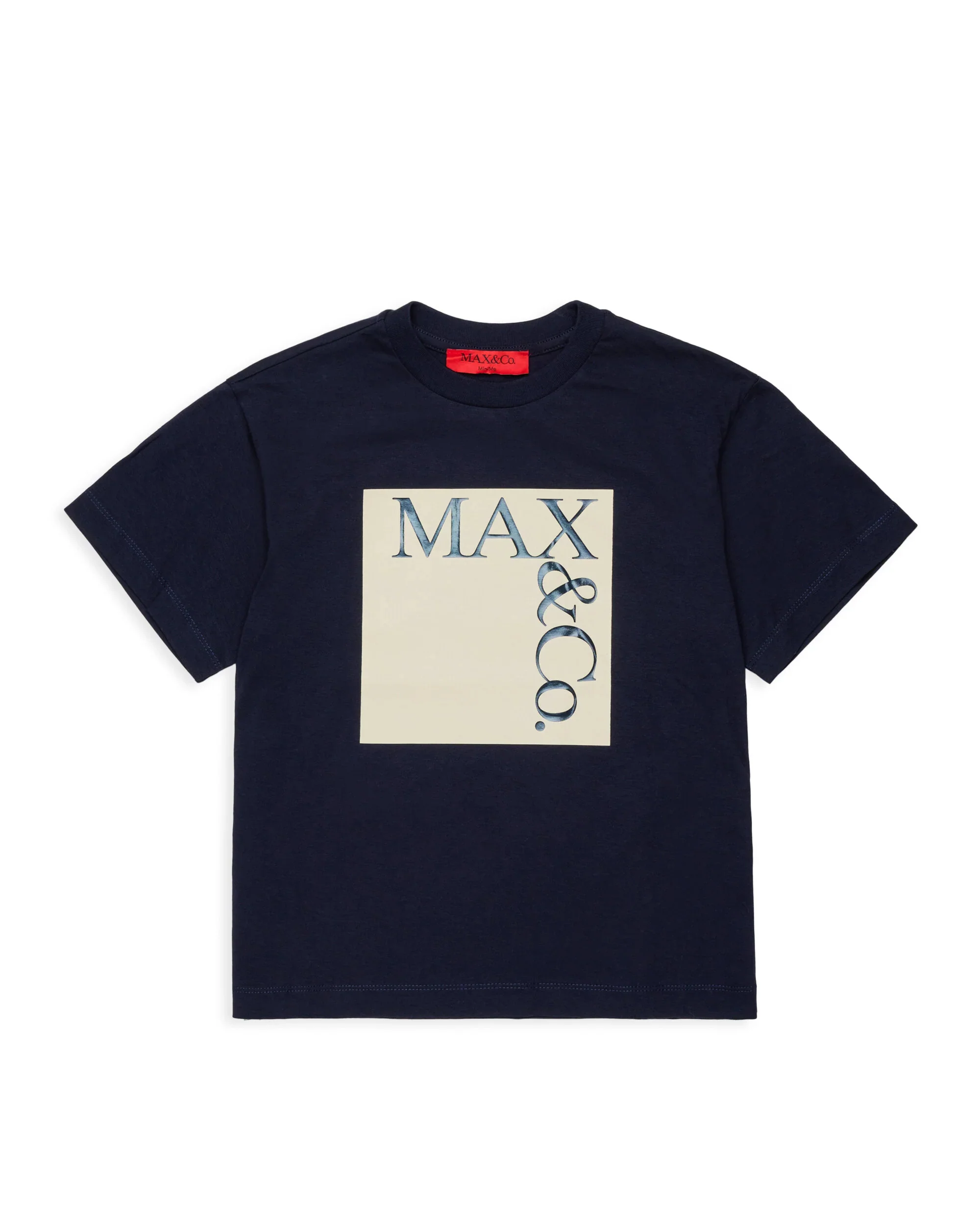Max & Co T-shirt Blu Navy con Stampa Logo a Contrasto per Bambine