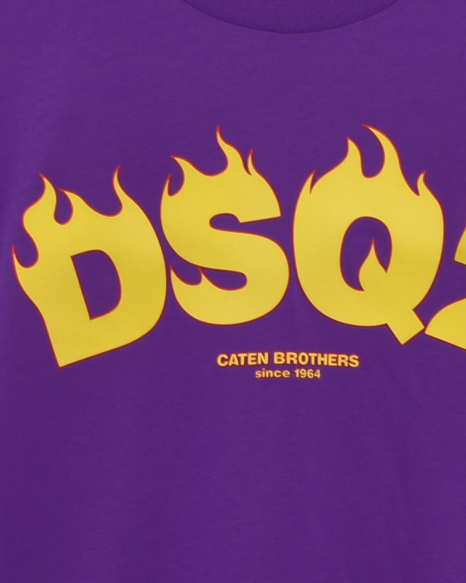 Dsquared Kids T-shirt Viola con Logo Stampa Fiamme Giallo per Bambini