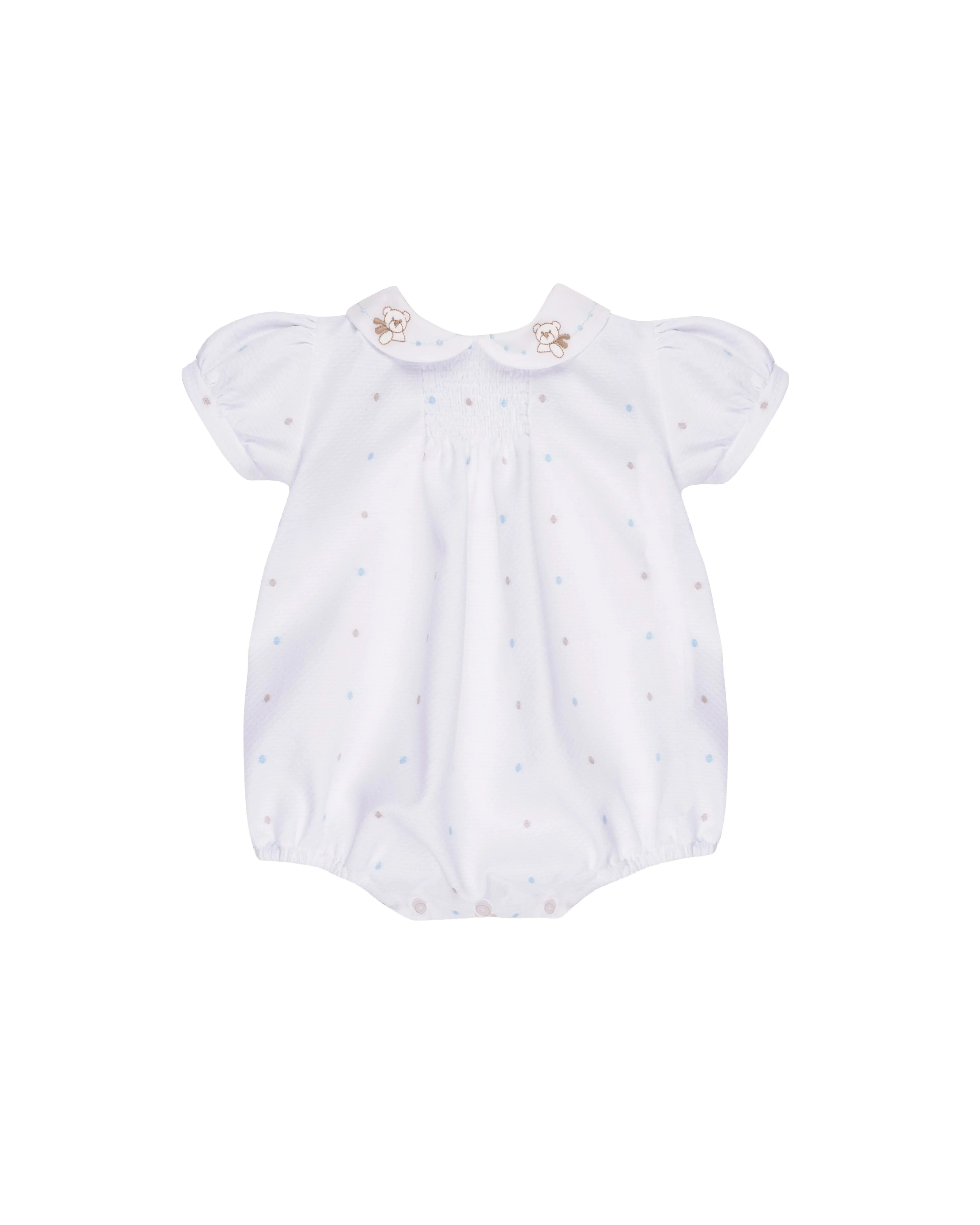 Marlù Pagliaccetto Bianco con Dettagli Noce/Azzurro per Neonate
