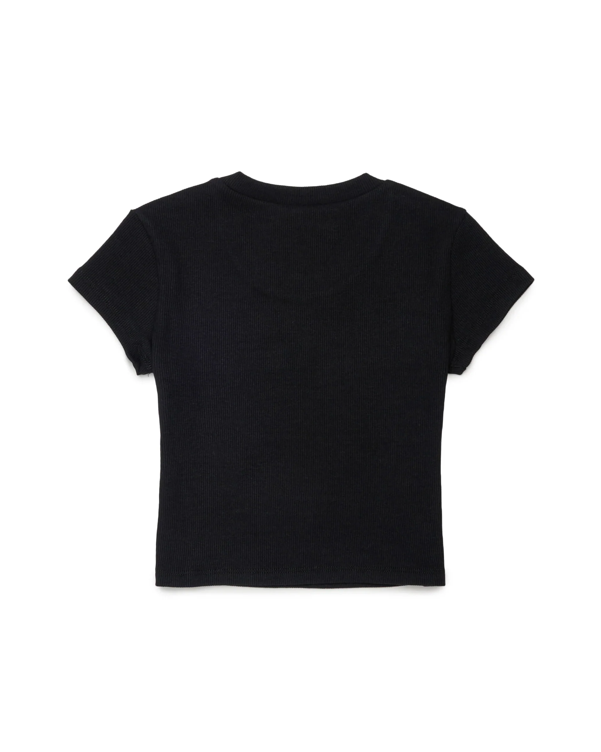 Dsquared2 Kids T-Shirt Nera a Costine con Logo Stampato al Centro