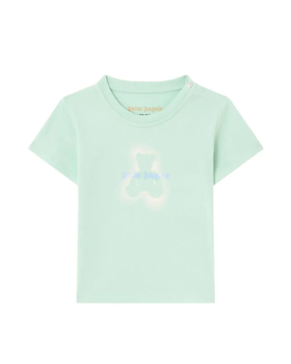 Palm Angels Kids T-Shirt Verde Chiaro Stampa Teddy con Logo per Neonate