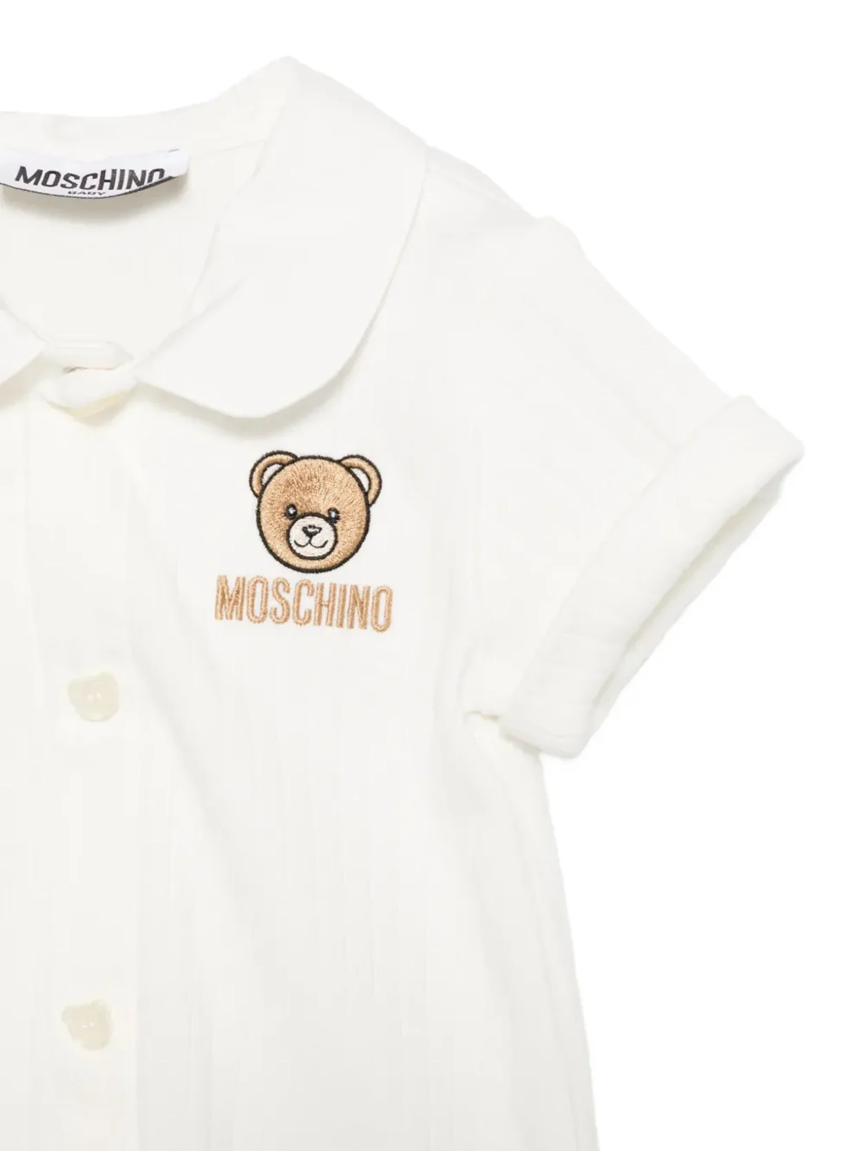 Moschino Kids Pagliaccetto Panna con Bottoni e Teddy Bear per Neonate