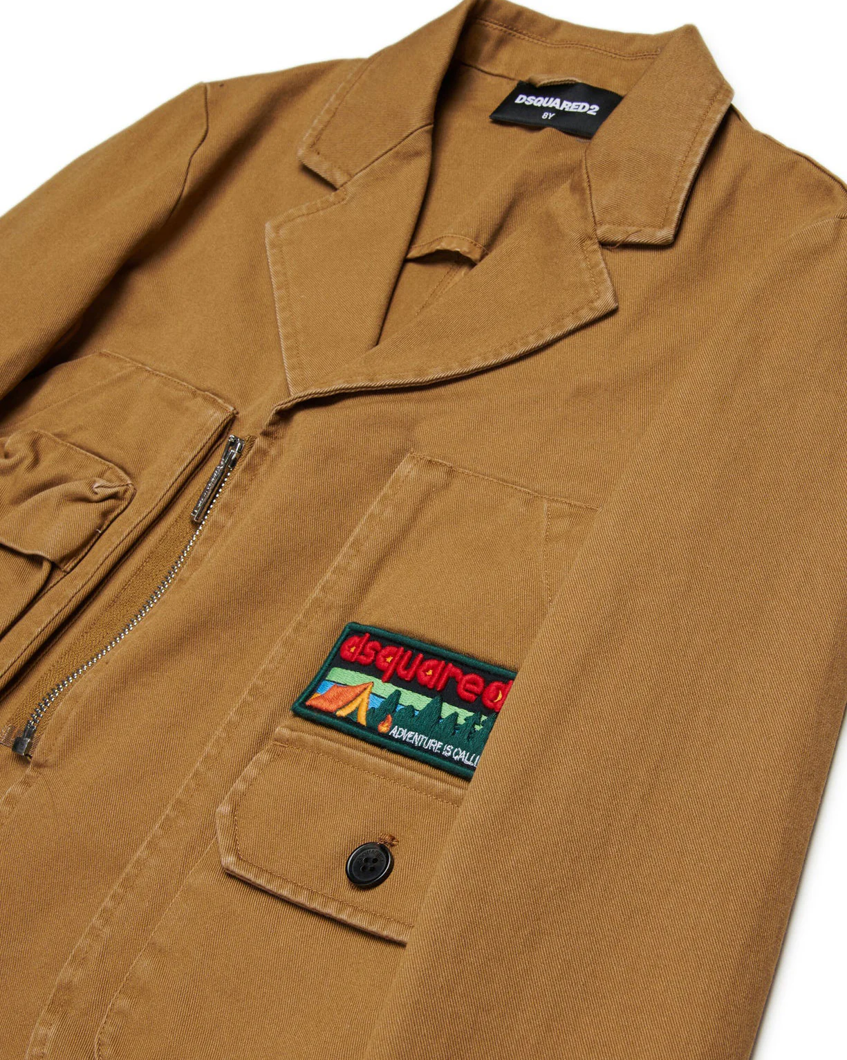 Dsquared2 Kids Giacca Marrone con Patch Logo e Tasconi Cargo Frontali