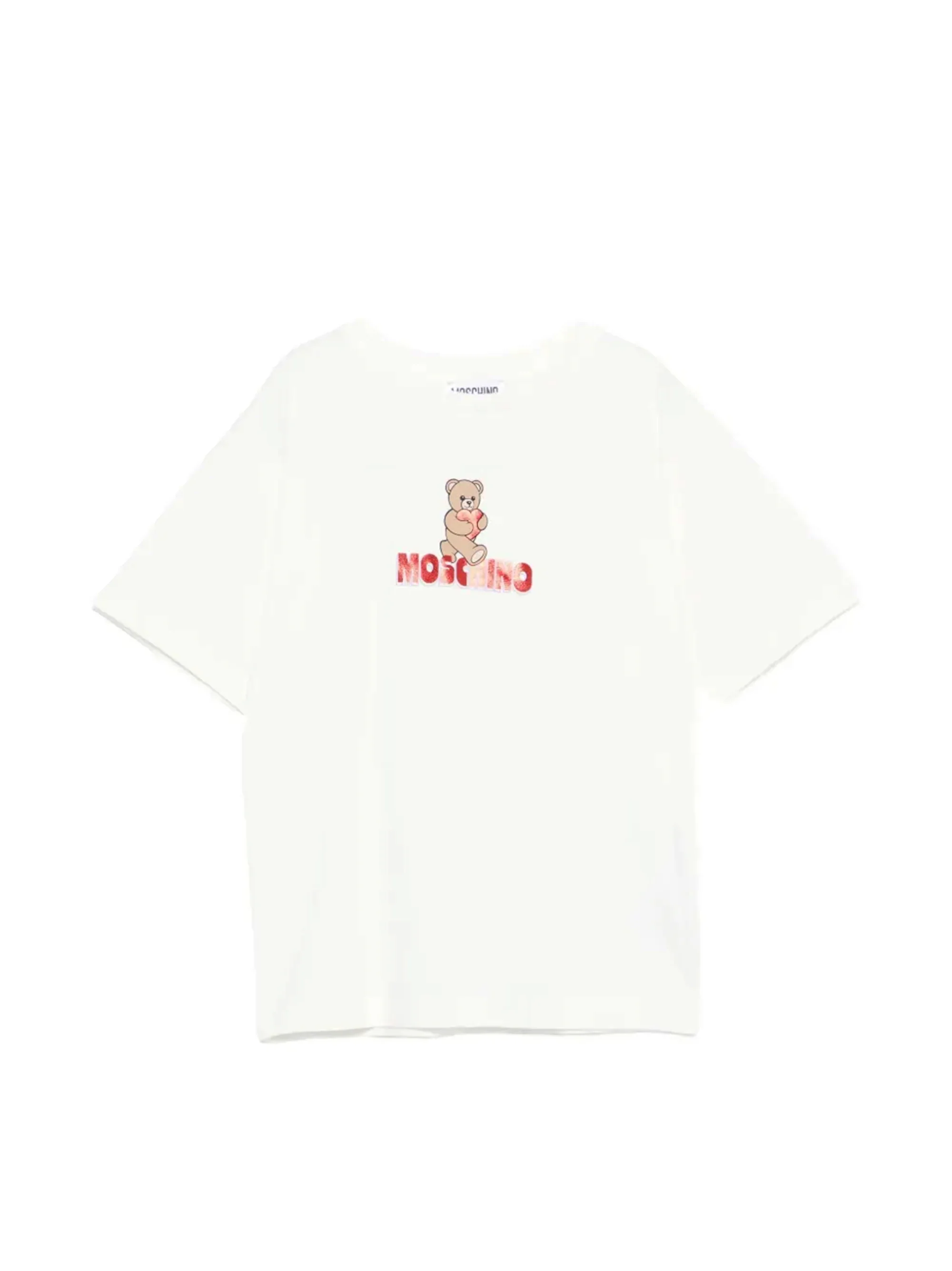 Moschino Kids Maxi T-Shirt Panna con Logo Teddy Bear per Bambine