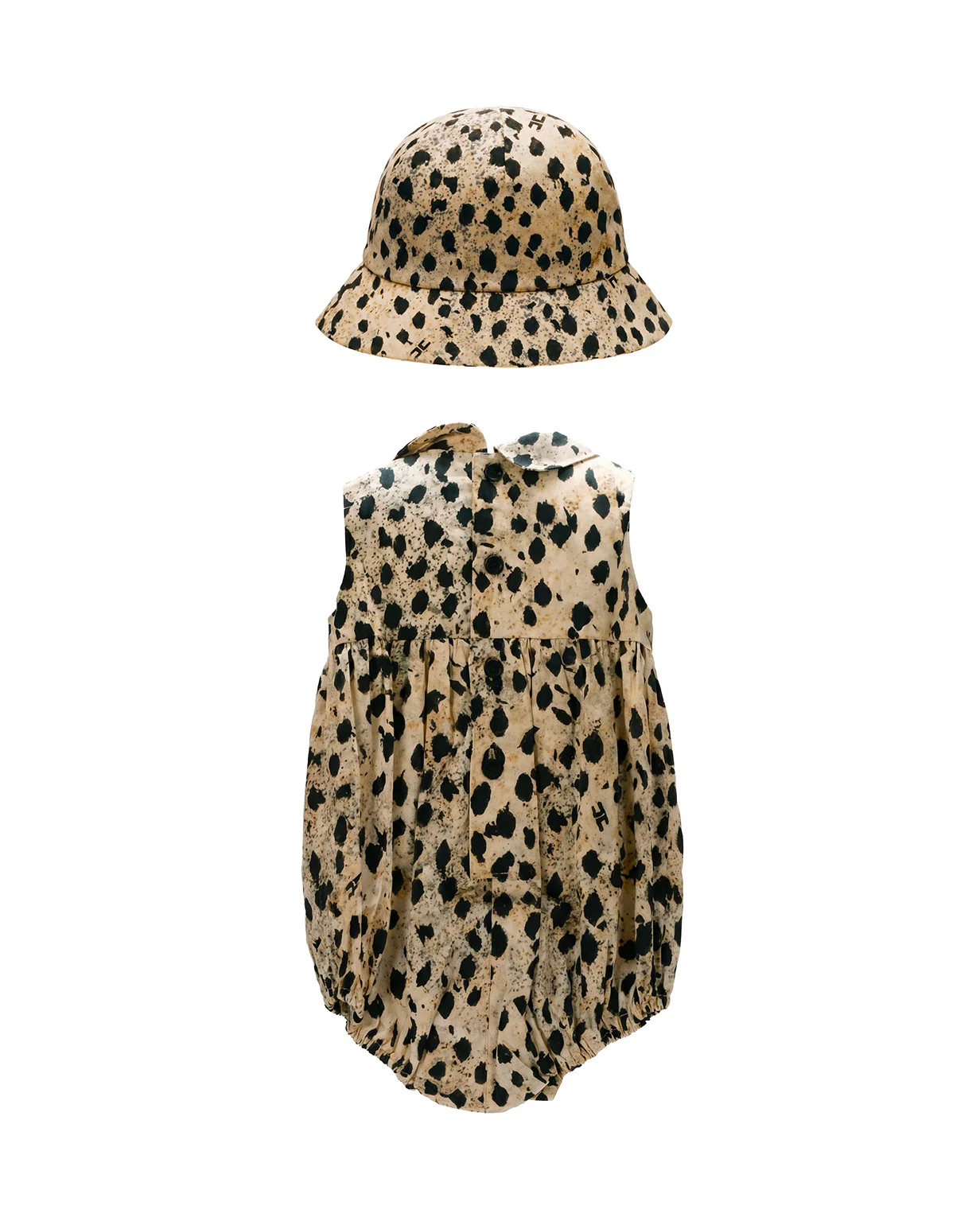 Elisabetta Franchi La Mia Bambina Pagliaccetto e Cappello Fantasia con Logo per Neonate