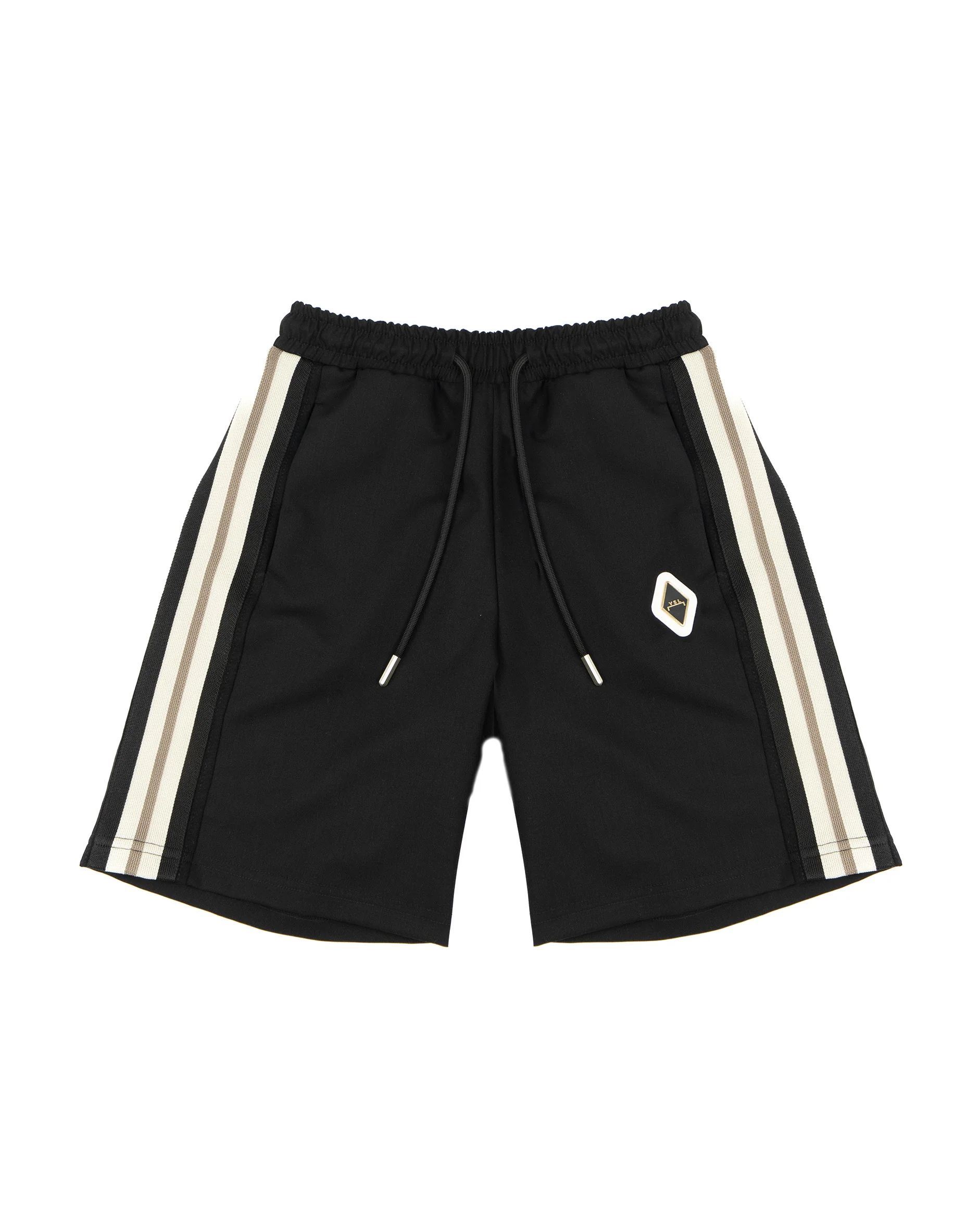 Yes London Kids Bermuda Nero con Dettaglio Laterale a Contrasto e Applicazione Logo per Bambini