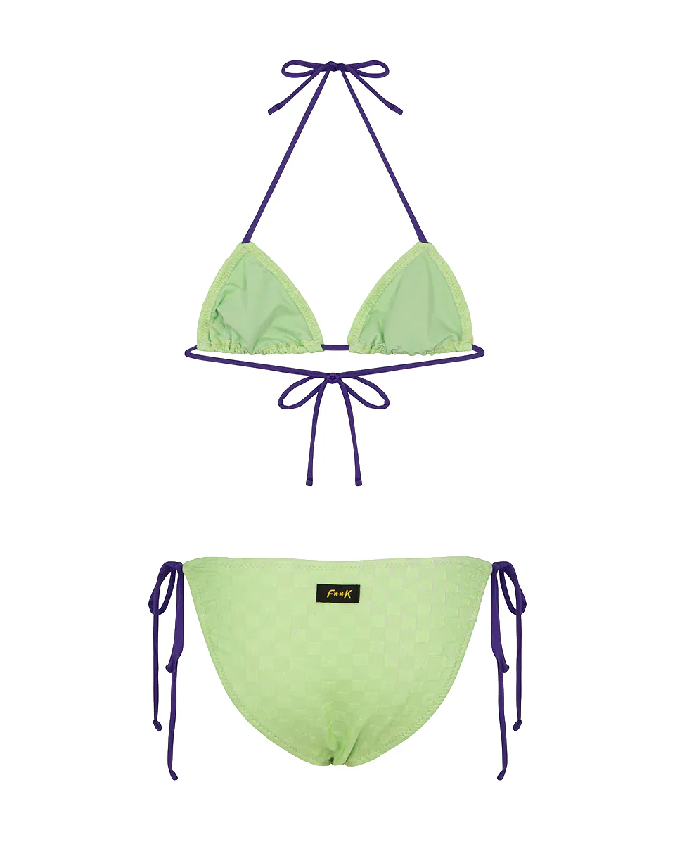 F**K Kids Costume Due Pezzi Verde con Dettagli Viola per Bambine