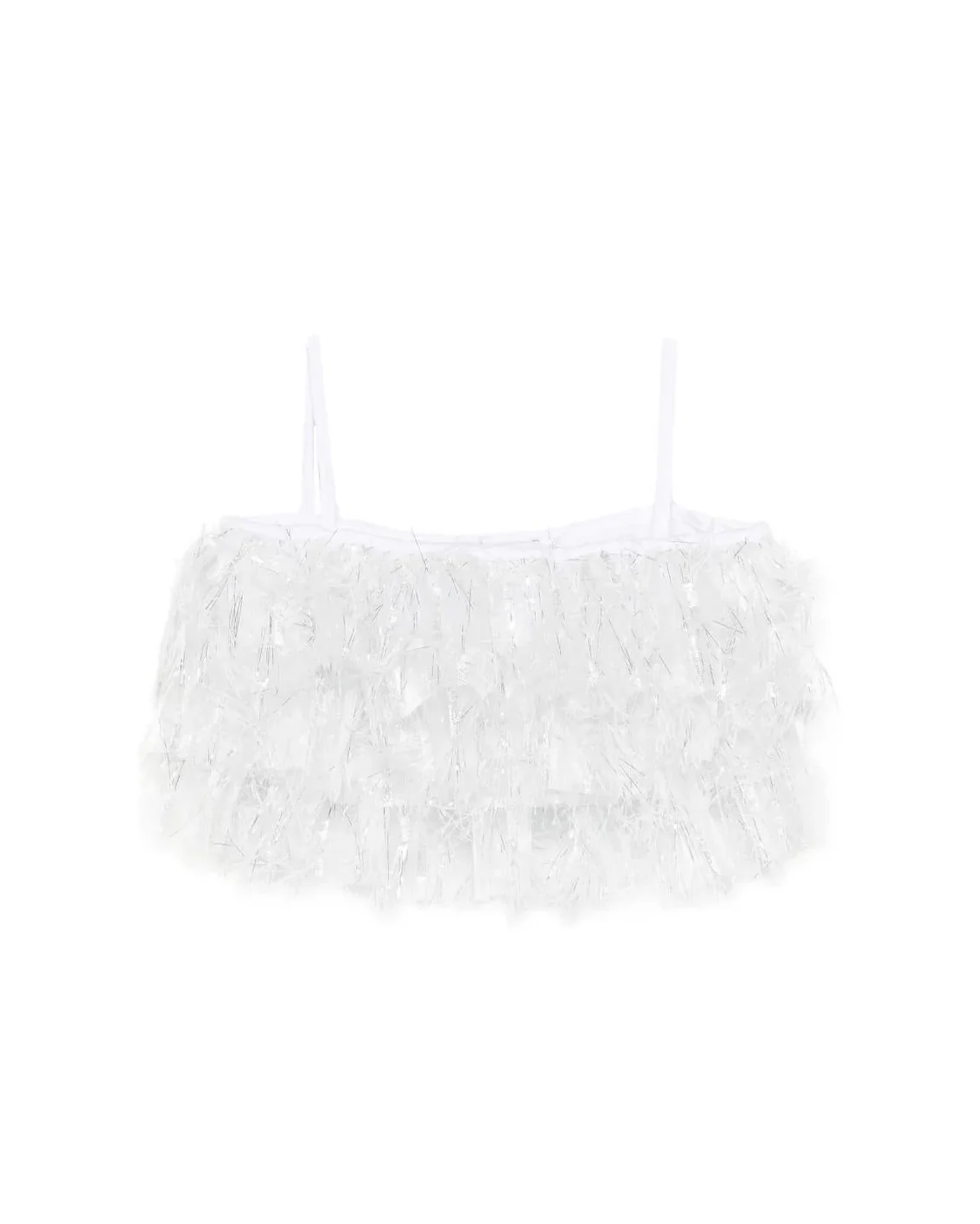 A'lapage Kids Top Bianco Frangiato per Bambine