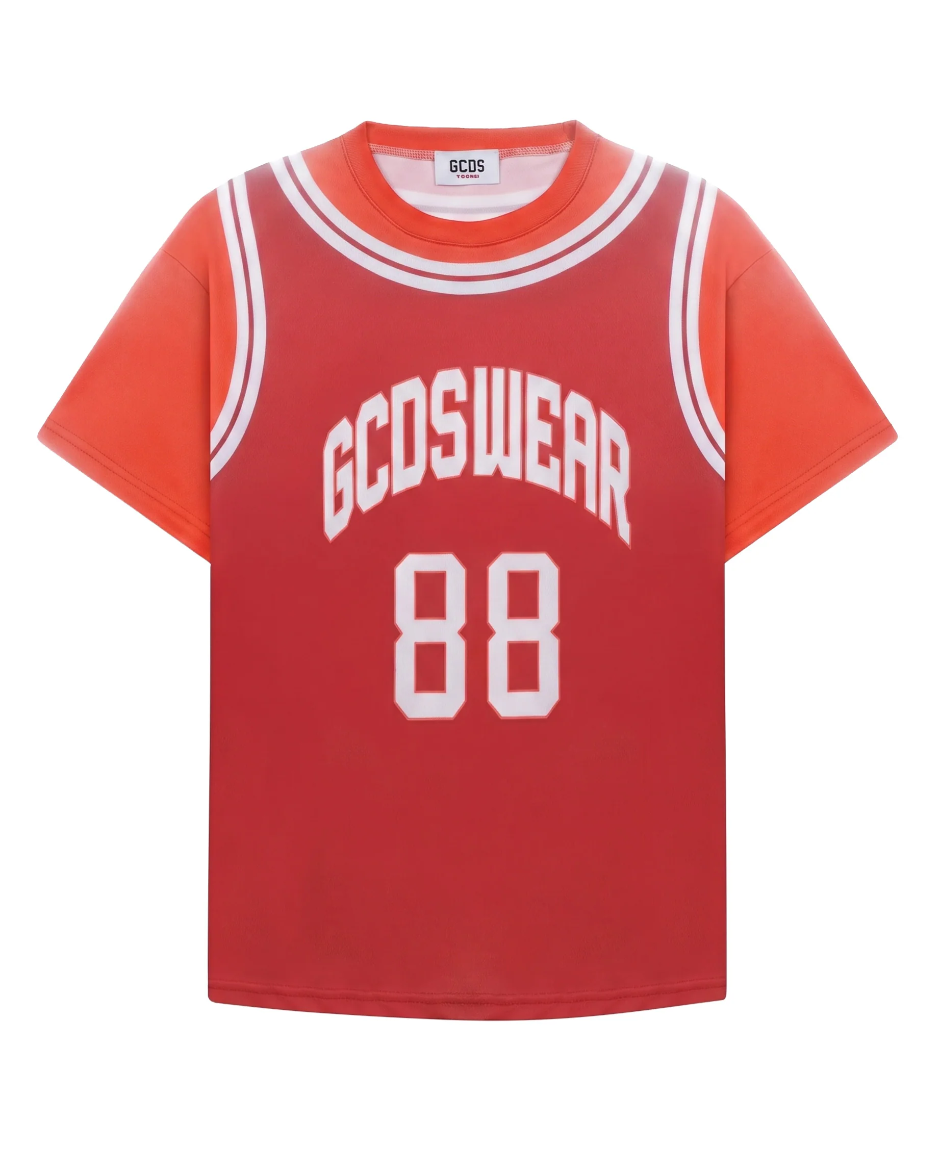 Gcds Kids Maxi T-Shirt Rosso e Arancione con Logo per Bambini