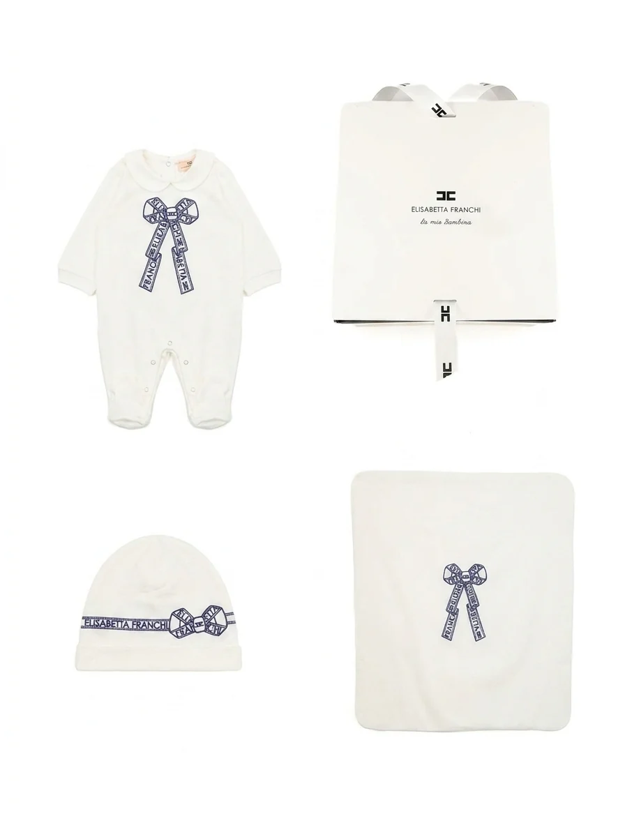 Elisabetta Franchi La Mia Bambina KIT TUTINA+COPERTA+CAPPELLO per Neonate