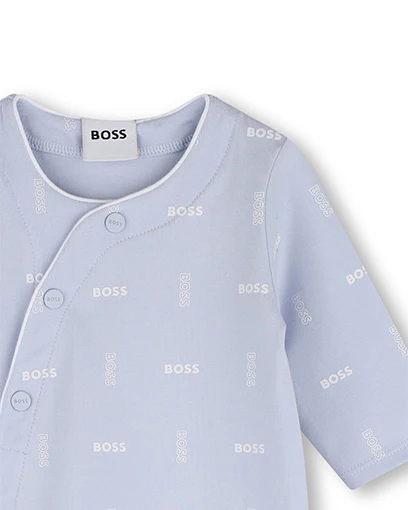 Boss Kids Tutina+ Bavetto + Cappello Blu Cielo All-Over per Neonati