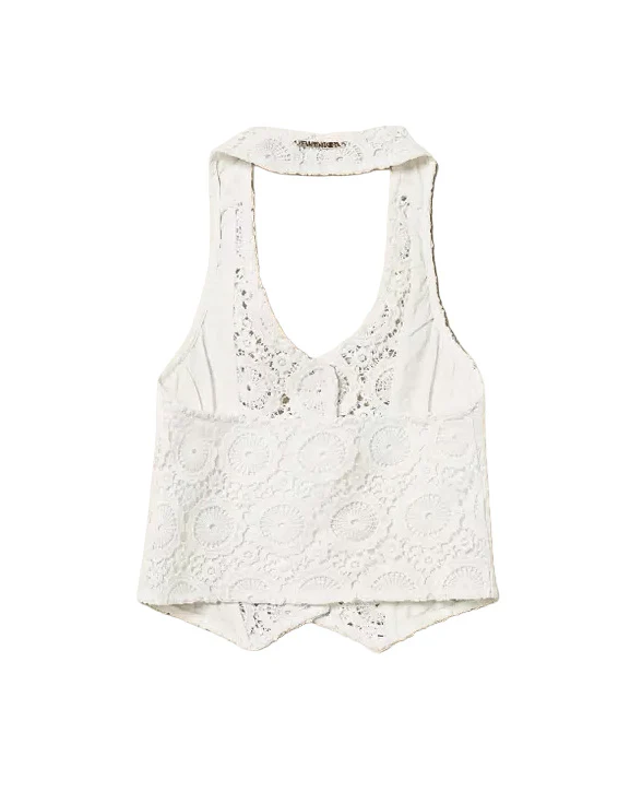 Twinset Kids Gilet Bianco in Pizzo per Bambine