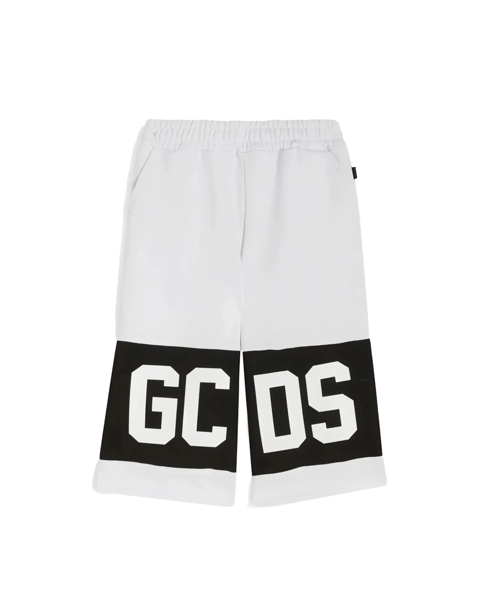 GCDS Bermuda Bianco/Nero con Banda Logo per Bambini