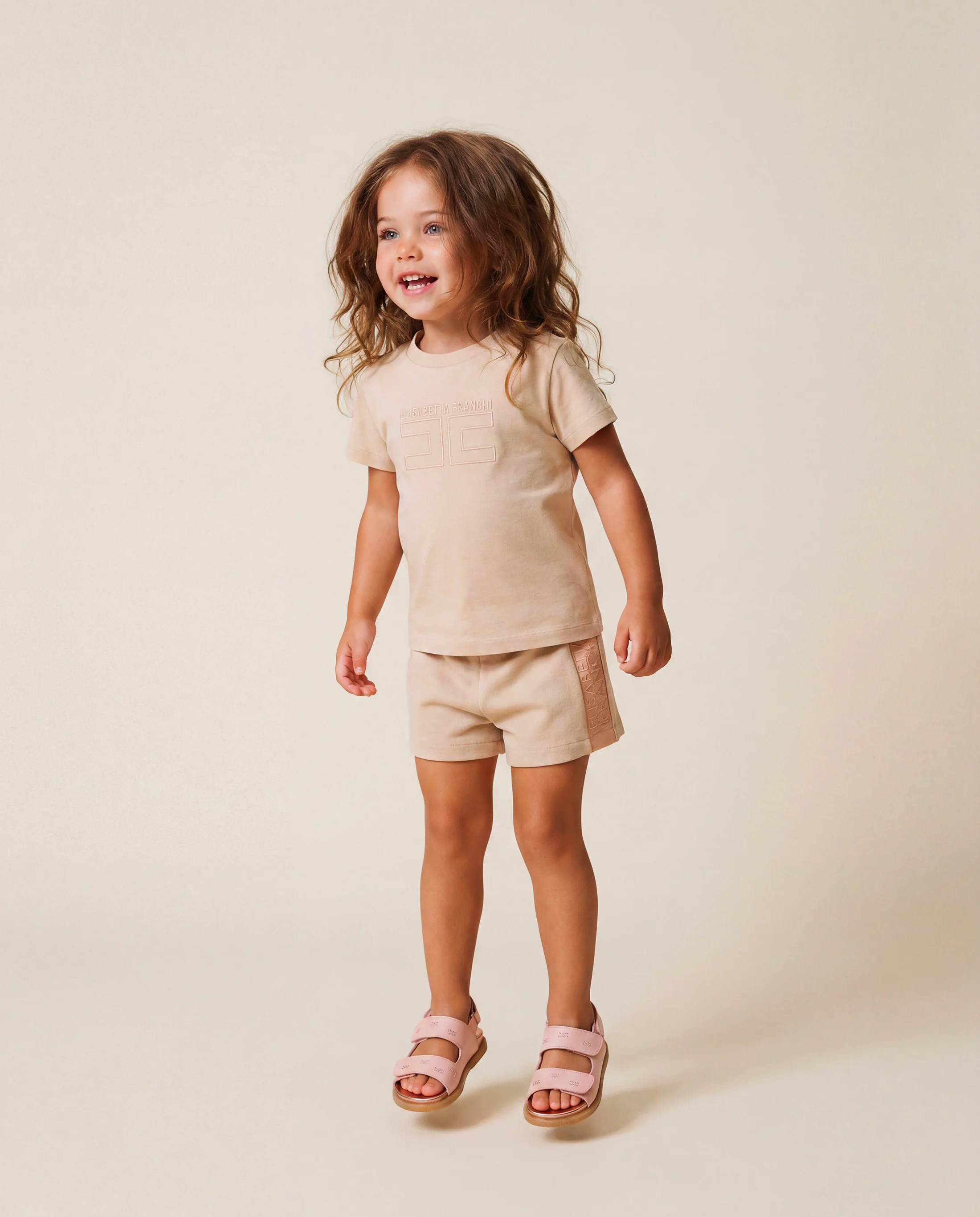 Elisabetta Franchi La Mia Bambina T-Shirt Rosa con Logo Ricamato per Neonate